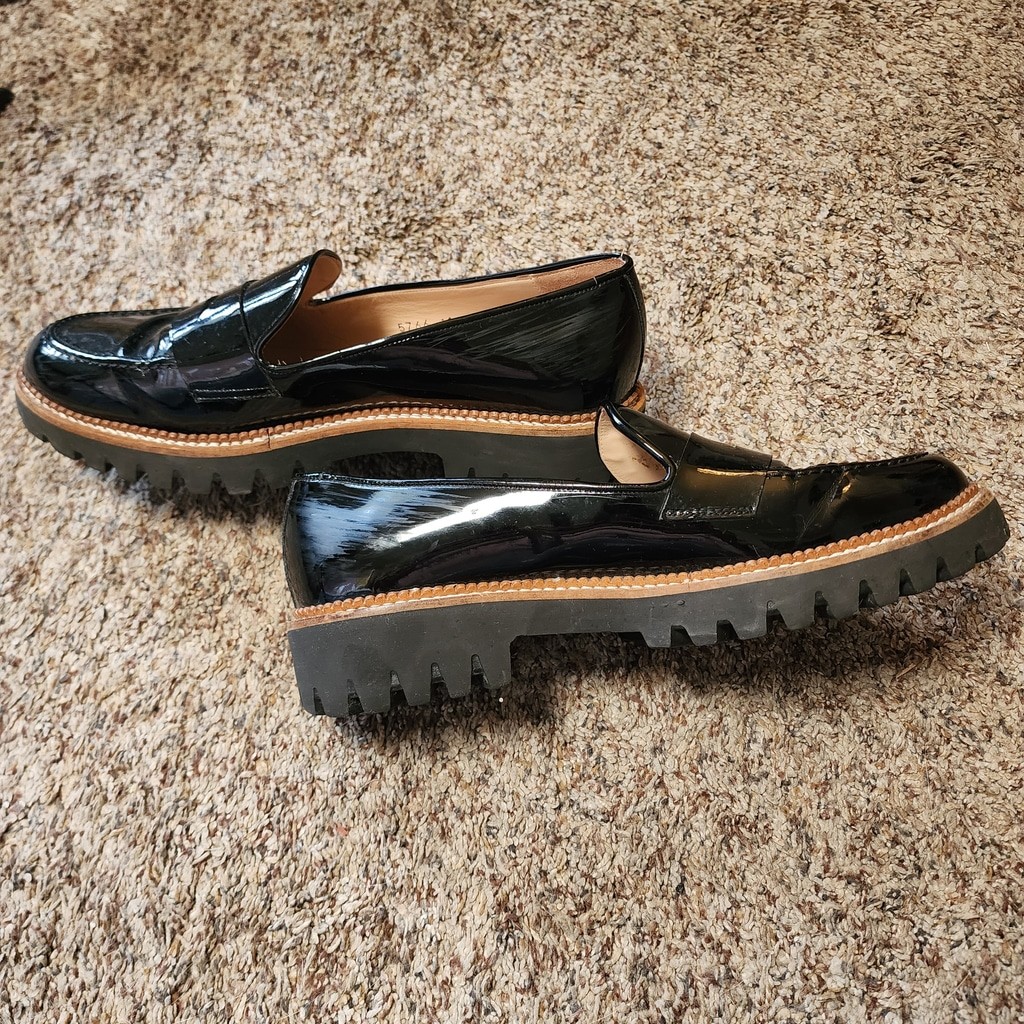 Jon Josef Gentry Black Patent Leather Penny Loafers Made in Spain NWOT Size 11