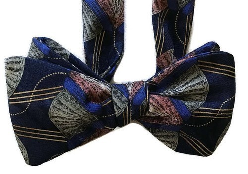 Handcrafted Silk Bowtie – Fandango – One-of-a-Kind – Pre-tied or Self-tie