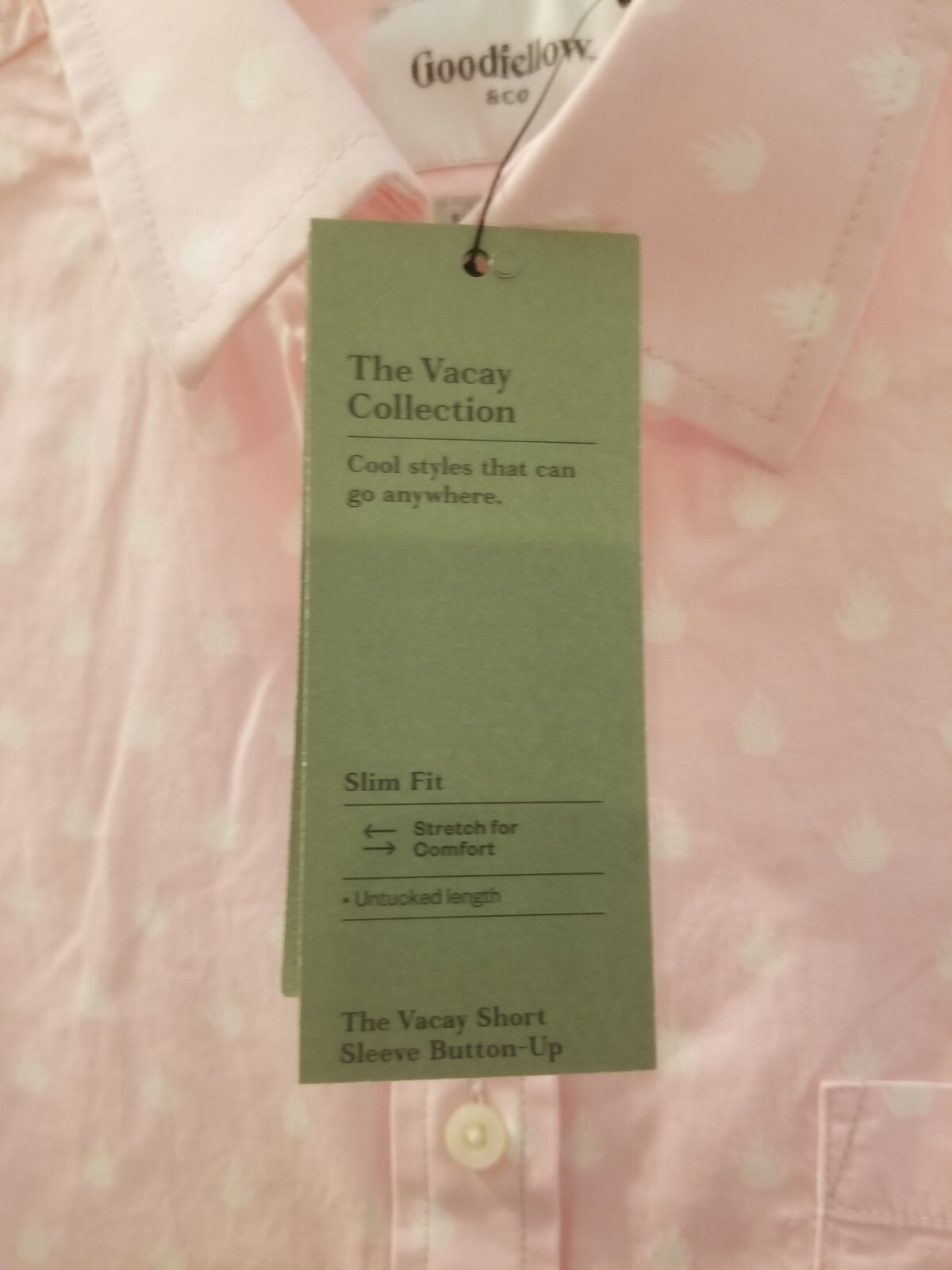 Goodfellow & Co Men’s Print Pink Geo Short Sleeve Button-Down Shirt Size L Slim
