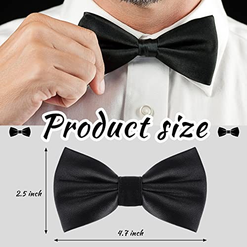 Geyoga 2 Packs Clip on Bow Ties for Men Solid Bow Tie for Costume Wedding