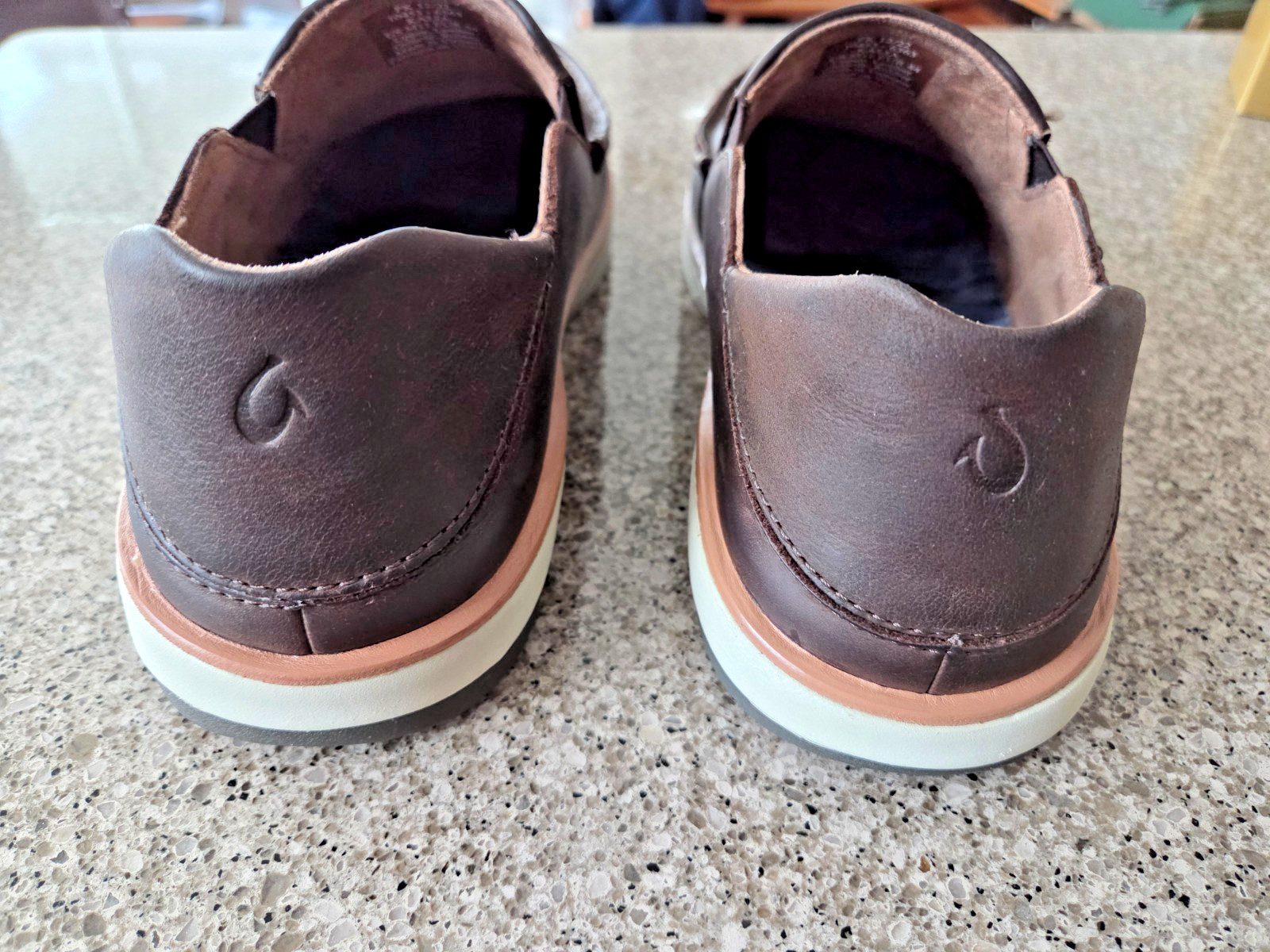 OluKai Kalia Slip On Mens 11 Dark Wood Shoes 10453-6363 Boat Nubuck Leather