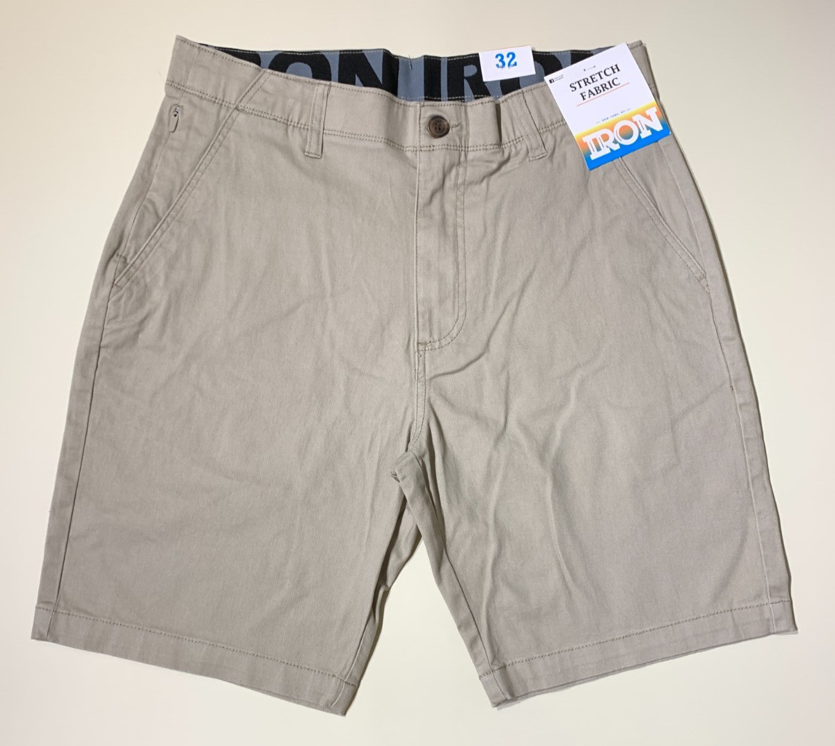 IRON CO. Men’s Stretch Fabric Flex Waist Flat Front Shorts VTG Wheat All SZ