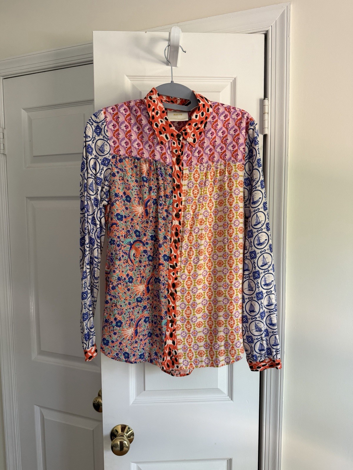 Anthropologie Maeve Bernadette Mixed Print Blouse Women’s Small Boho Top
