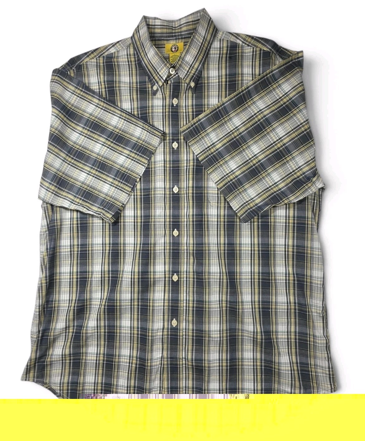 Duck Head 1865 Mens Large Plaid Button Down Shirt Short Sleeve 100% Cotton Gray