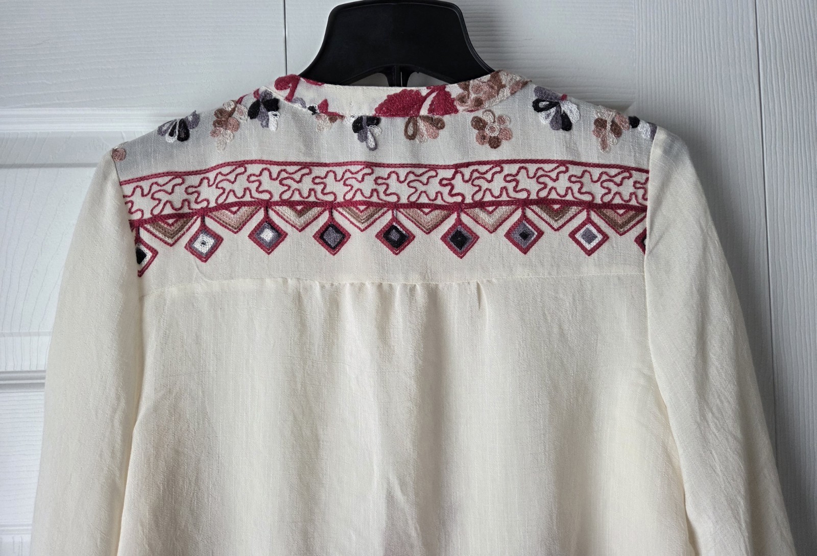 Figueroa & Flower Embroidered Sheer Top Size S
