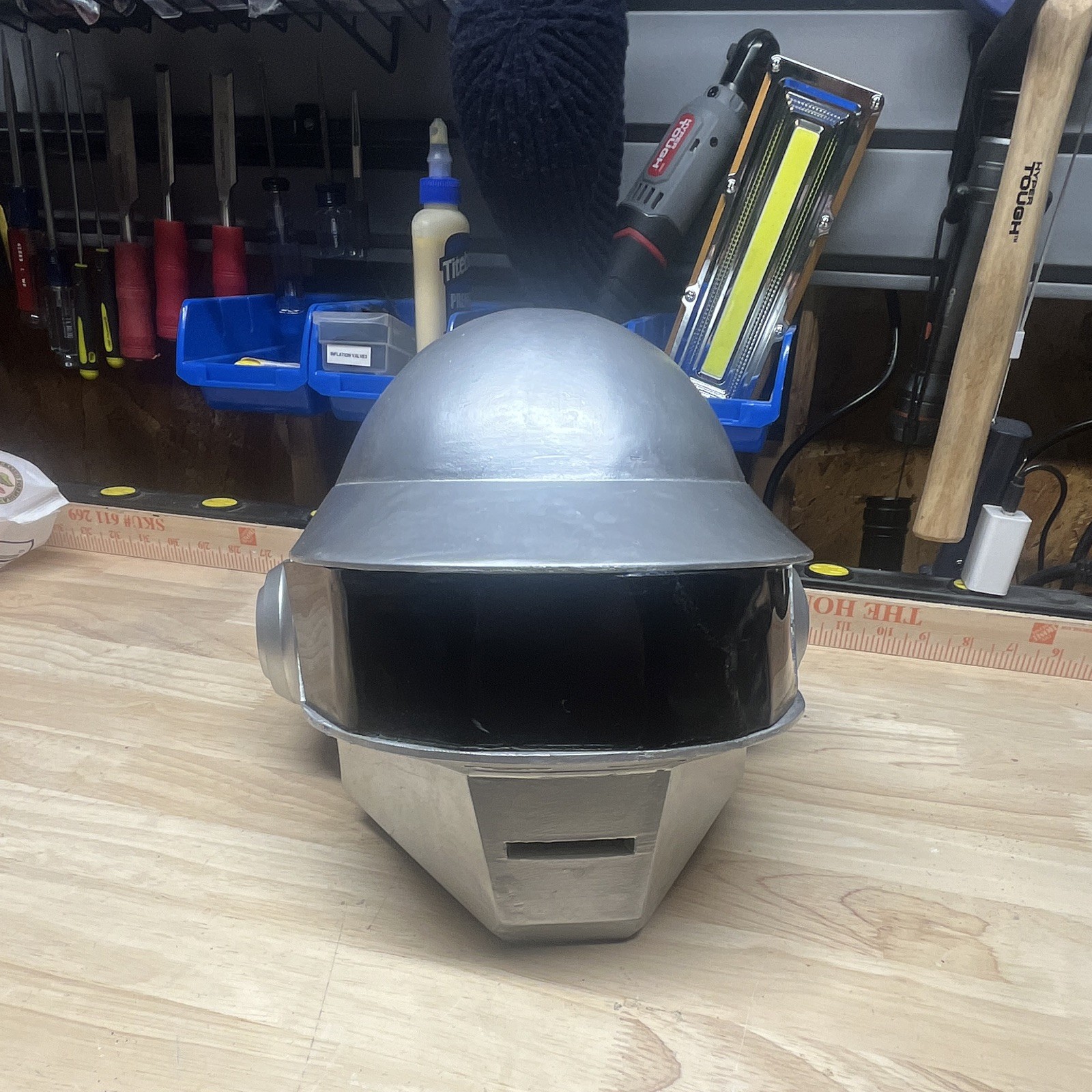 Handmade Daft Punk Style Robot Helmet Mask Black Visor Silver One Size