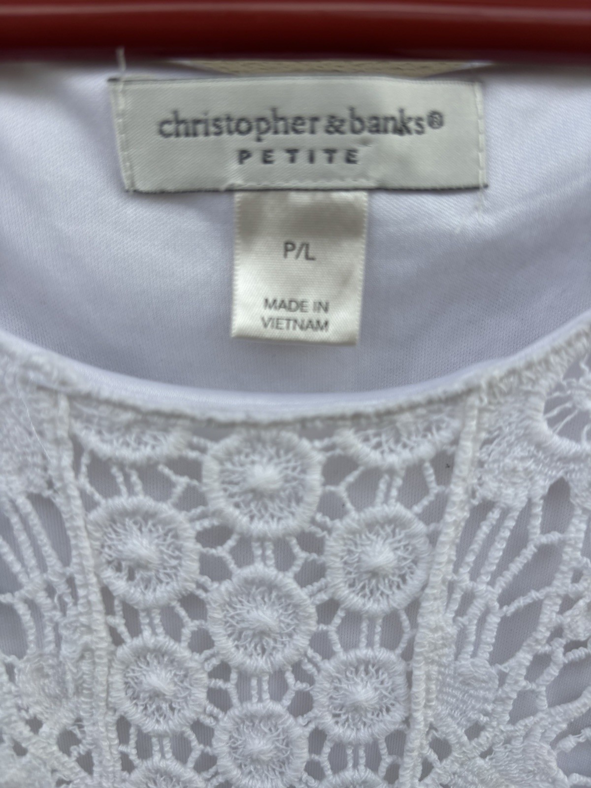 Christopher & Banks Petite Lace Crochet Tank Top Sleeveless Lined White P/L