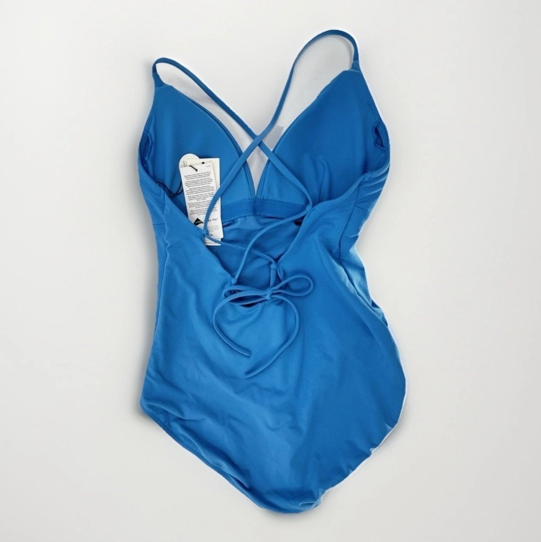 CALIA Women’s Swim Triangle Strappy Back 1 Piece Tranquil Blue Sz 10 New No Tags