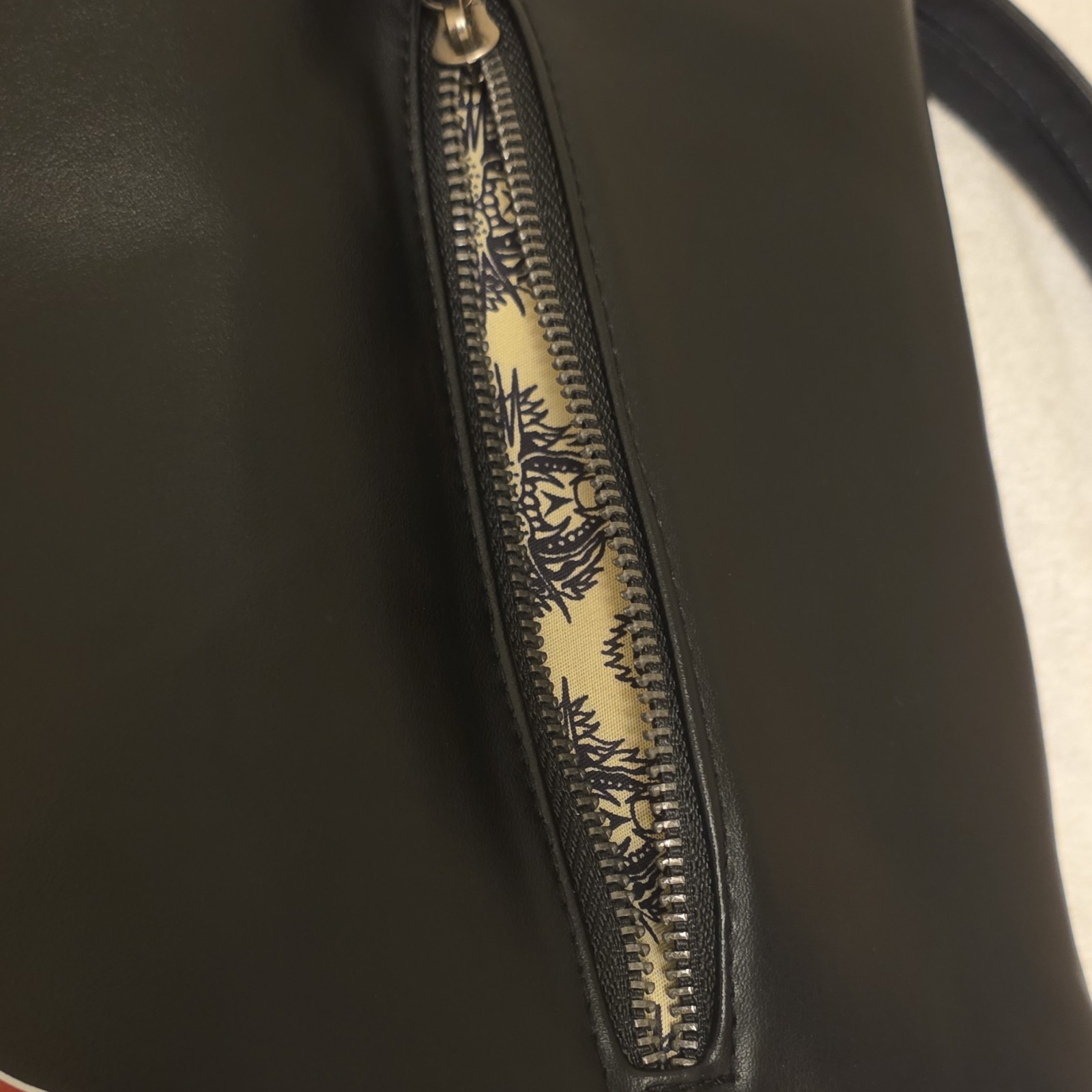 Ed Hardy Black/Red Logo Skull Crossbody Bag Zip, Detachable Strap Pockets