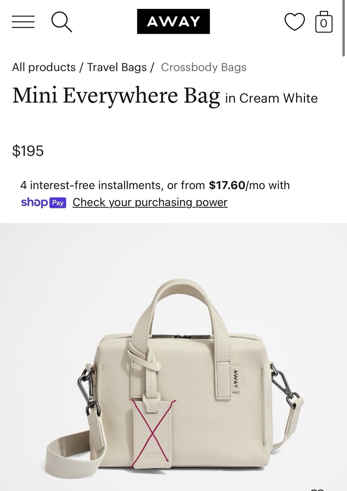 AWAY Mini Everywhere Bag Pebble Leather Crossbody Purse – Hard To Find – SO CUTE