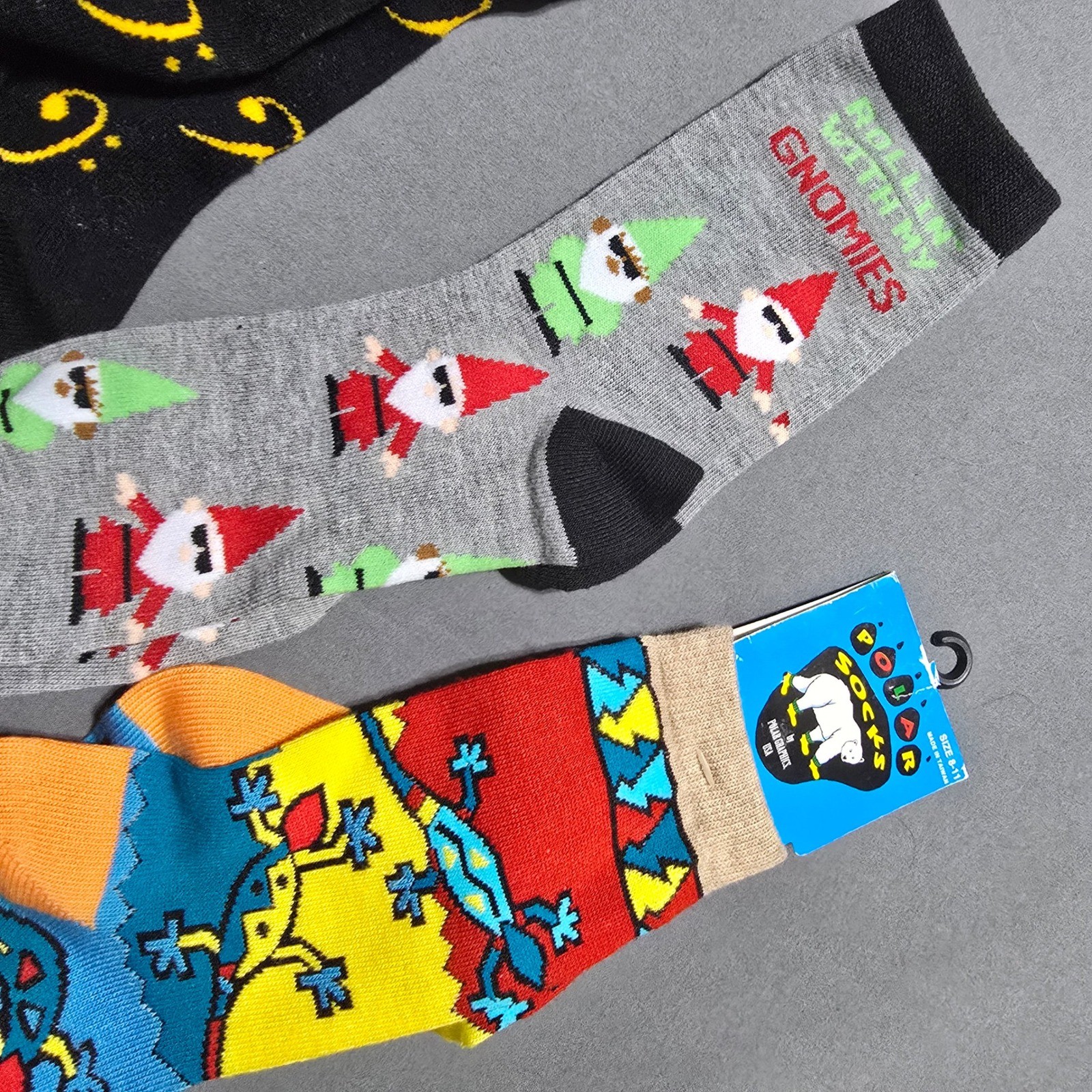 Multi Novelty Socks Bundle Mens One Size Multicolor Wolf Music Holiday Lizard
