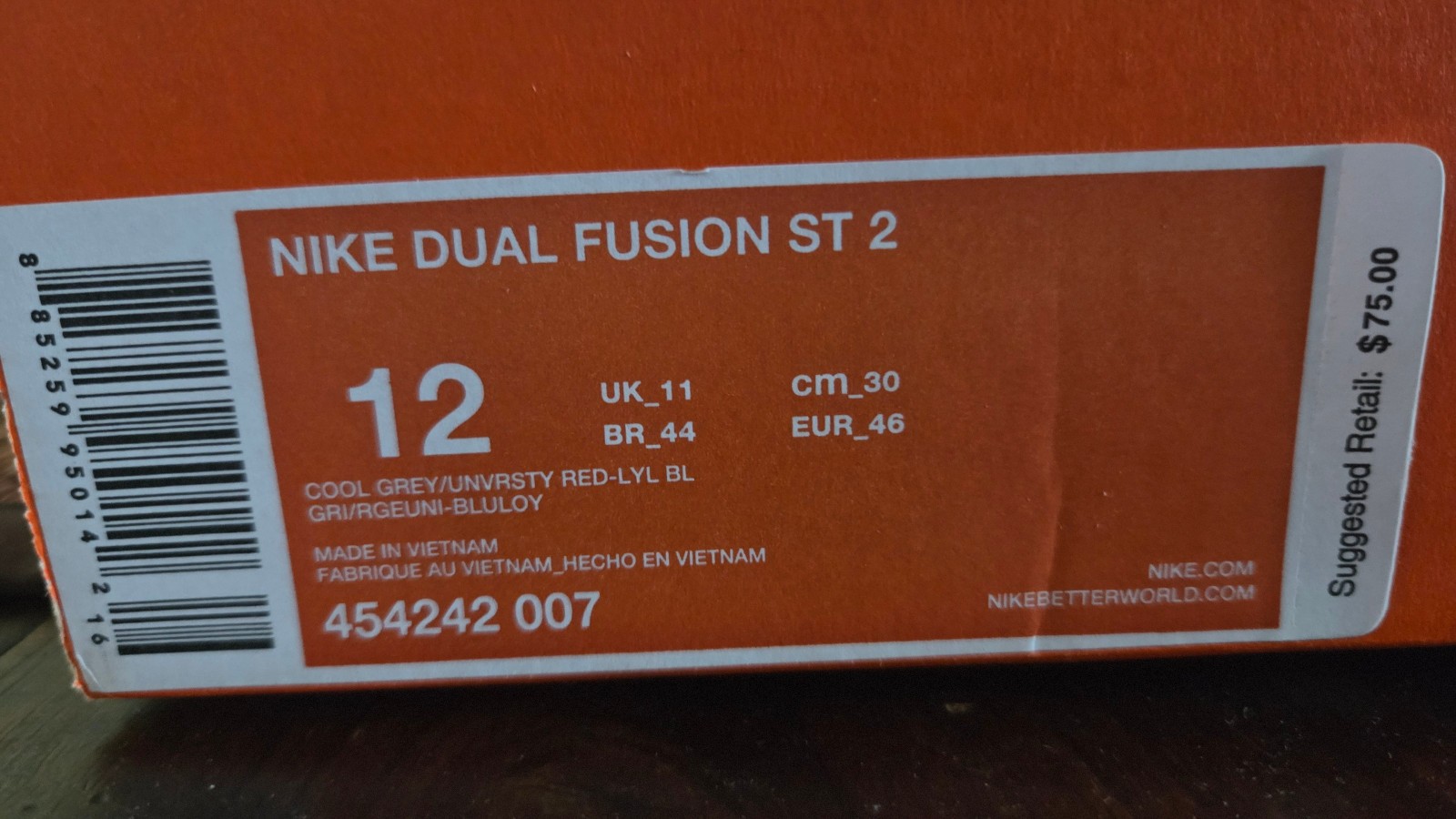 Nike, Dual Fusion ST2, 454242 007, Mens, size 12, New, In the Original Box, NIB
