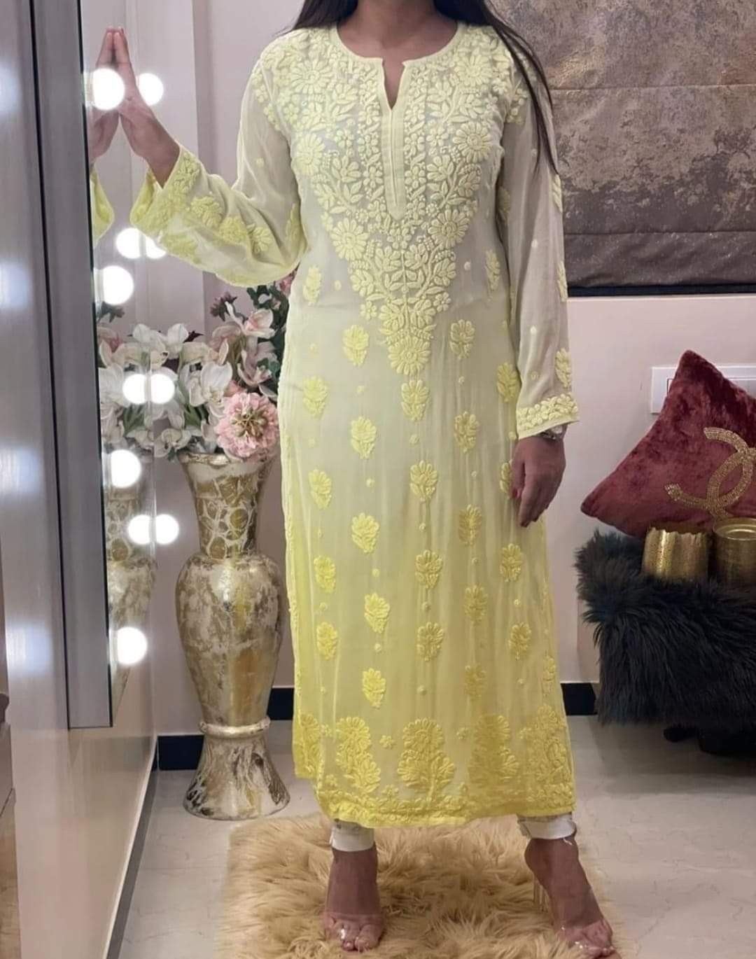 Premium Heavy Design Modal Kurti – Hand Embroidery with Ghas Patti Work | Dyeabl