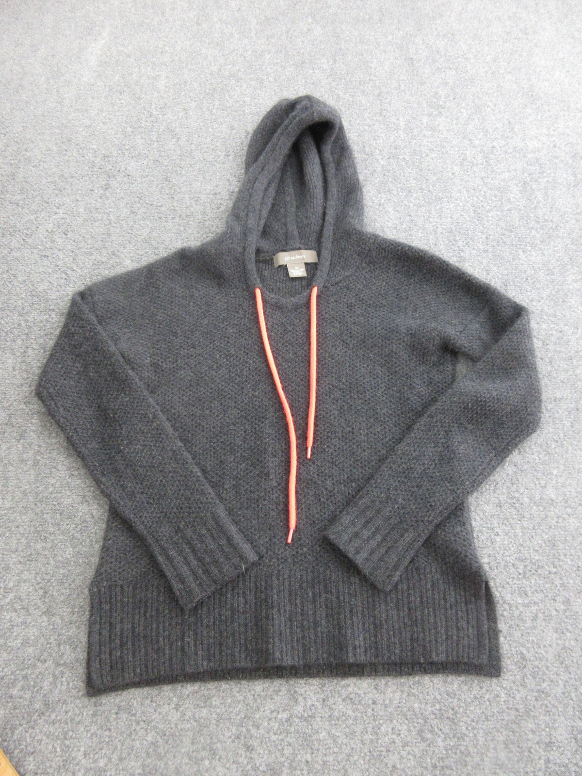Ply Cashmere Sweater Womens XS Gray 100% Cashmere Hooded V Neck Knit Pullover