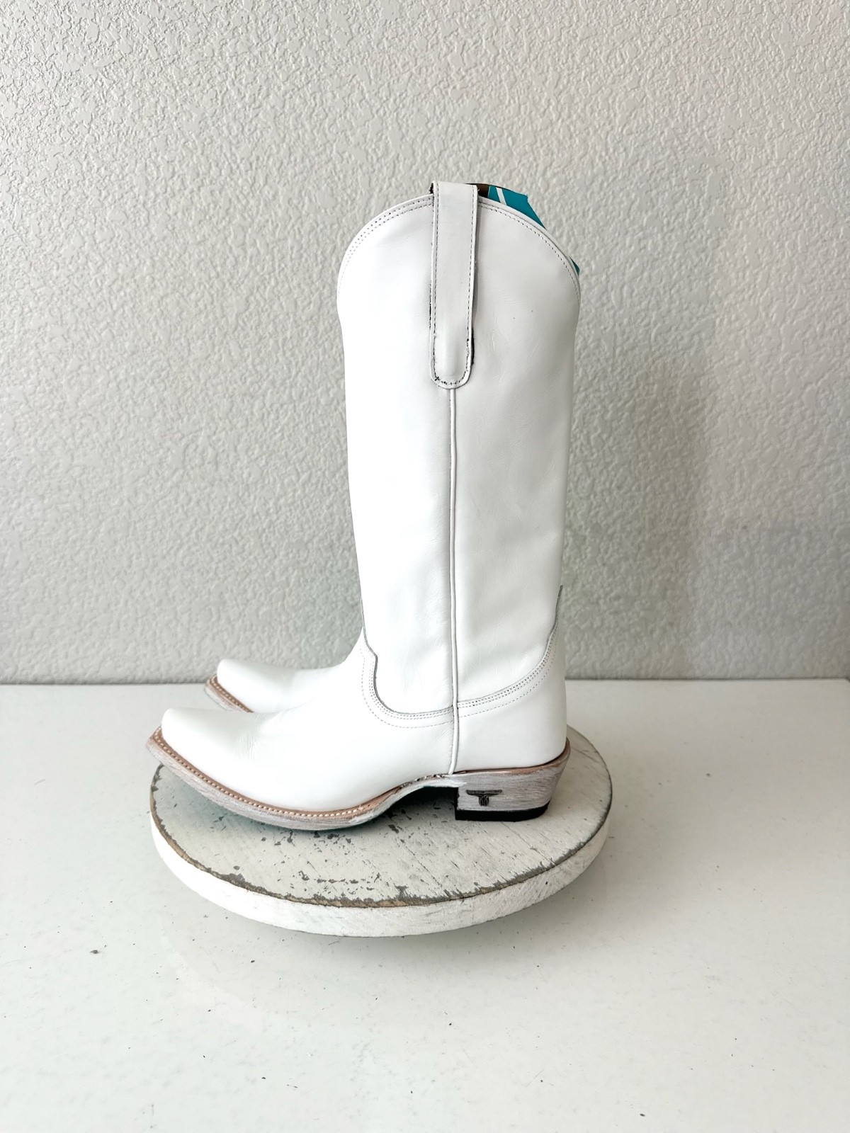 Lane EMMA JANE White Cowboy Boots Western Cowgirl Mid Calf Tall Snip Toe Sz 7