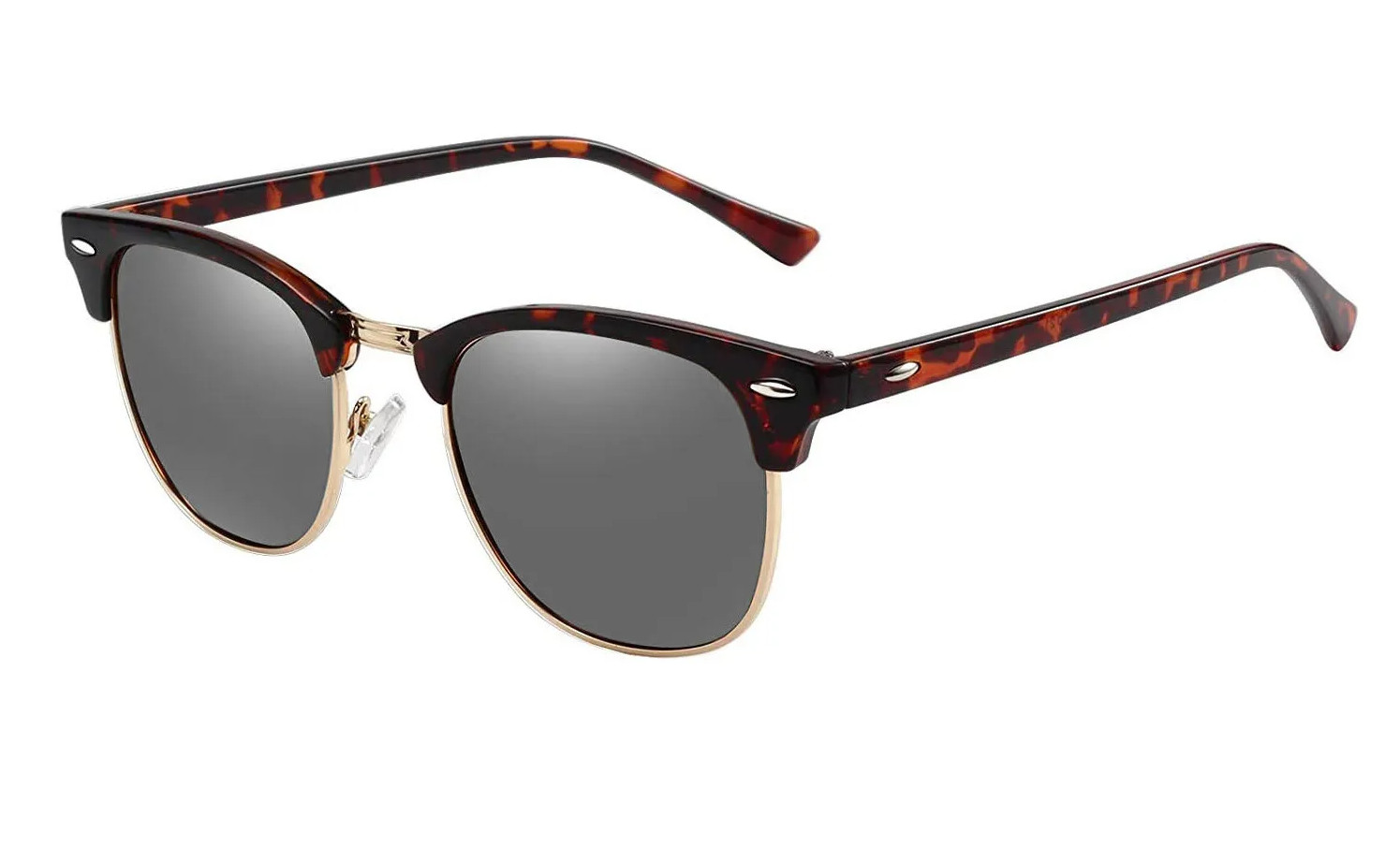 Retro Vintage Polarized Sunglasses Mens UV400 Half Metal Frame Club Sunglasses