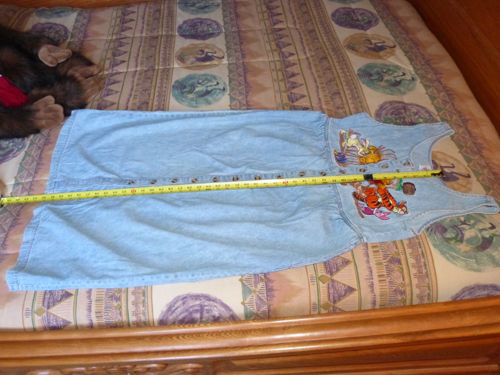 Vintage Disney Winnie The Pooh,Tigger,Rabbit Denim MIDI Dress embroidered Large