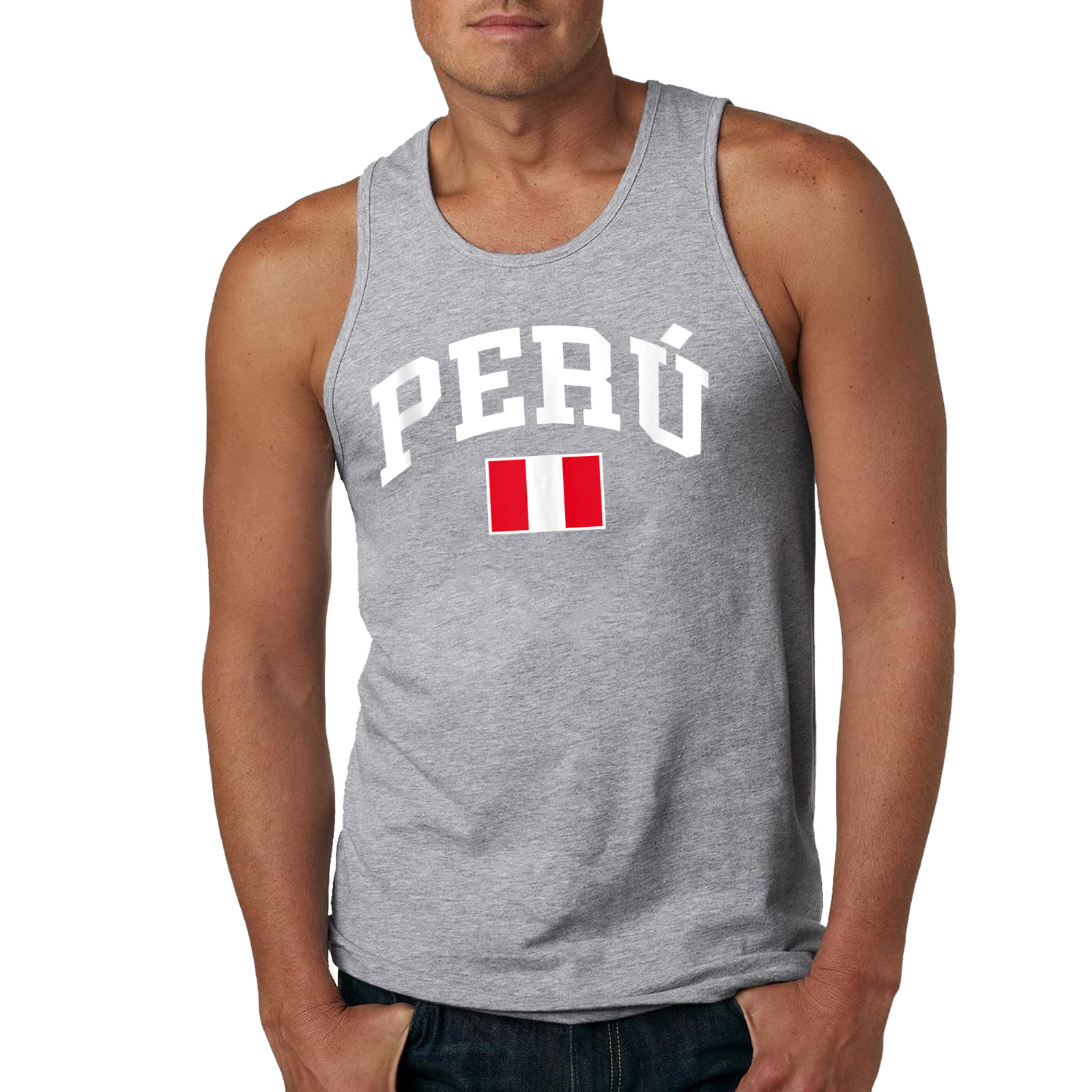 Peru Peruvian Flag Graphic Tank Top Custom Text on Back Personalized