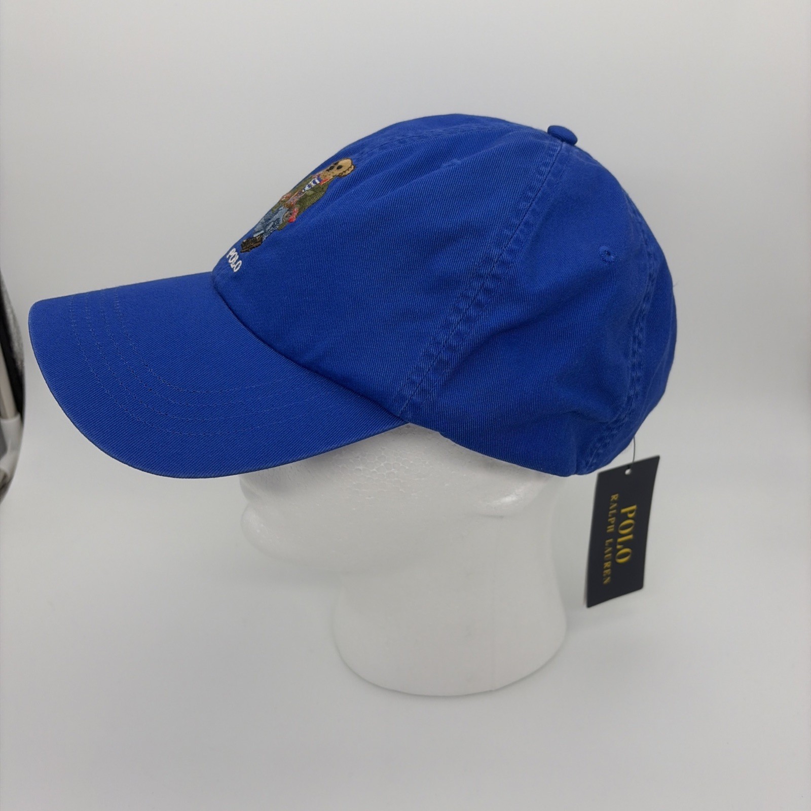 POLO Ralph Lauren Varsity Bear Royal Blue Cap Hat Adjustable Leather Strap NEW
