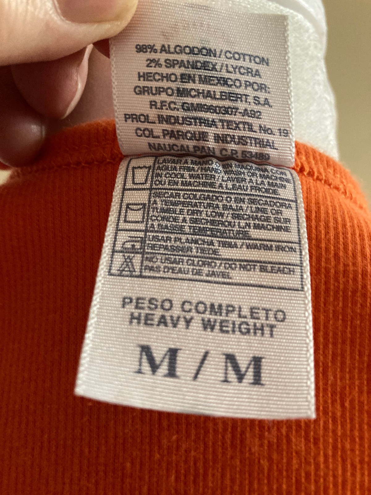 Vtg Orange Ribbed Cotton Sleeveless Tank Top Crew Neck Slim Fit Embellished Sz M