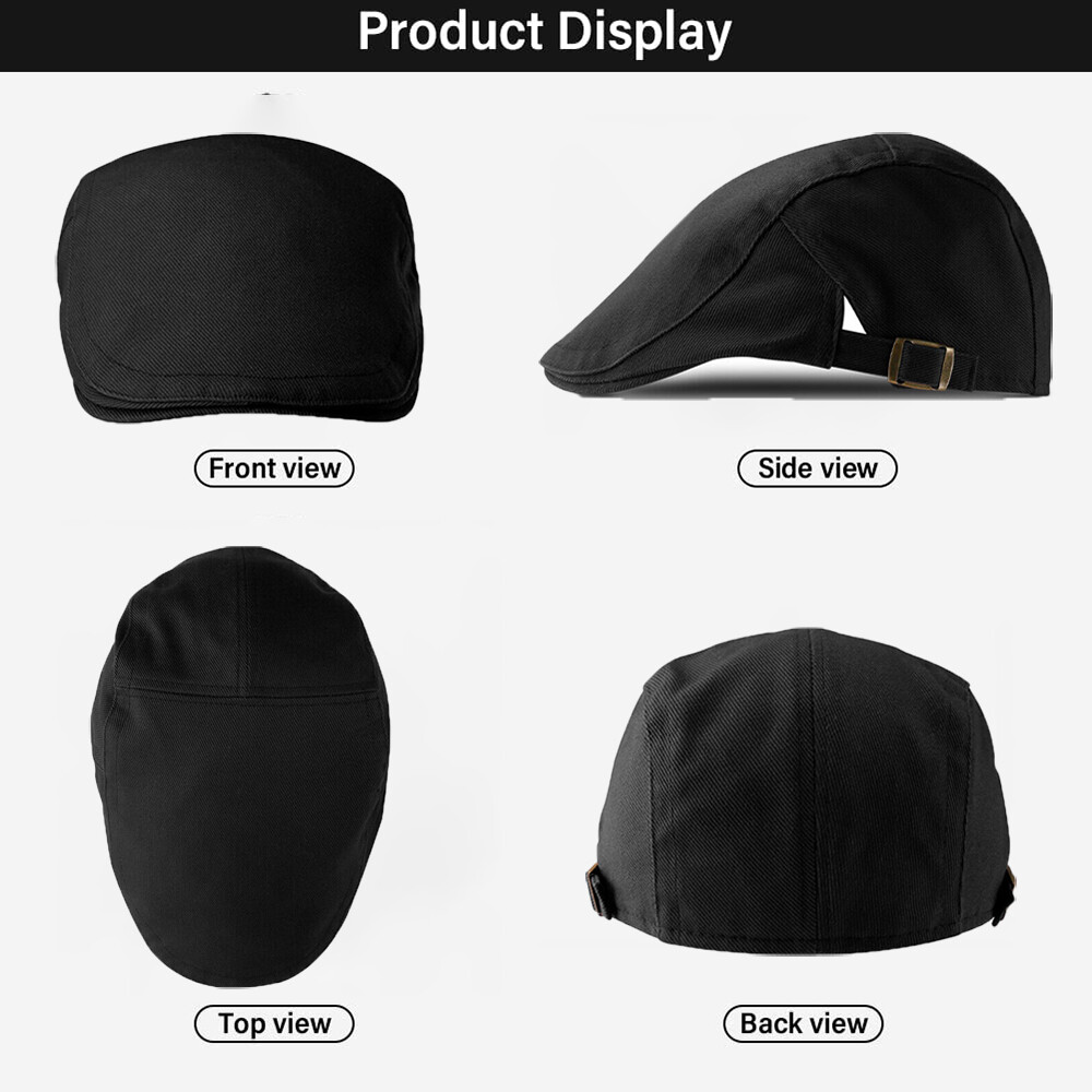Solid Cotton Gatsby Cap Mens Ivy Hat Golf Driving Summer Sun Flat Cabbie Newsboy