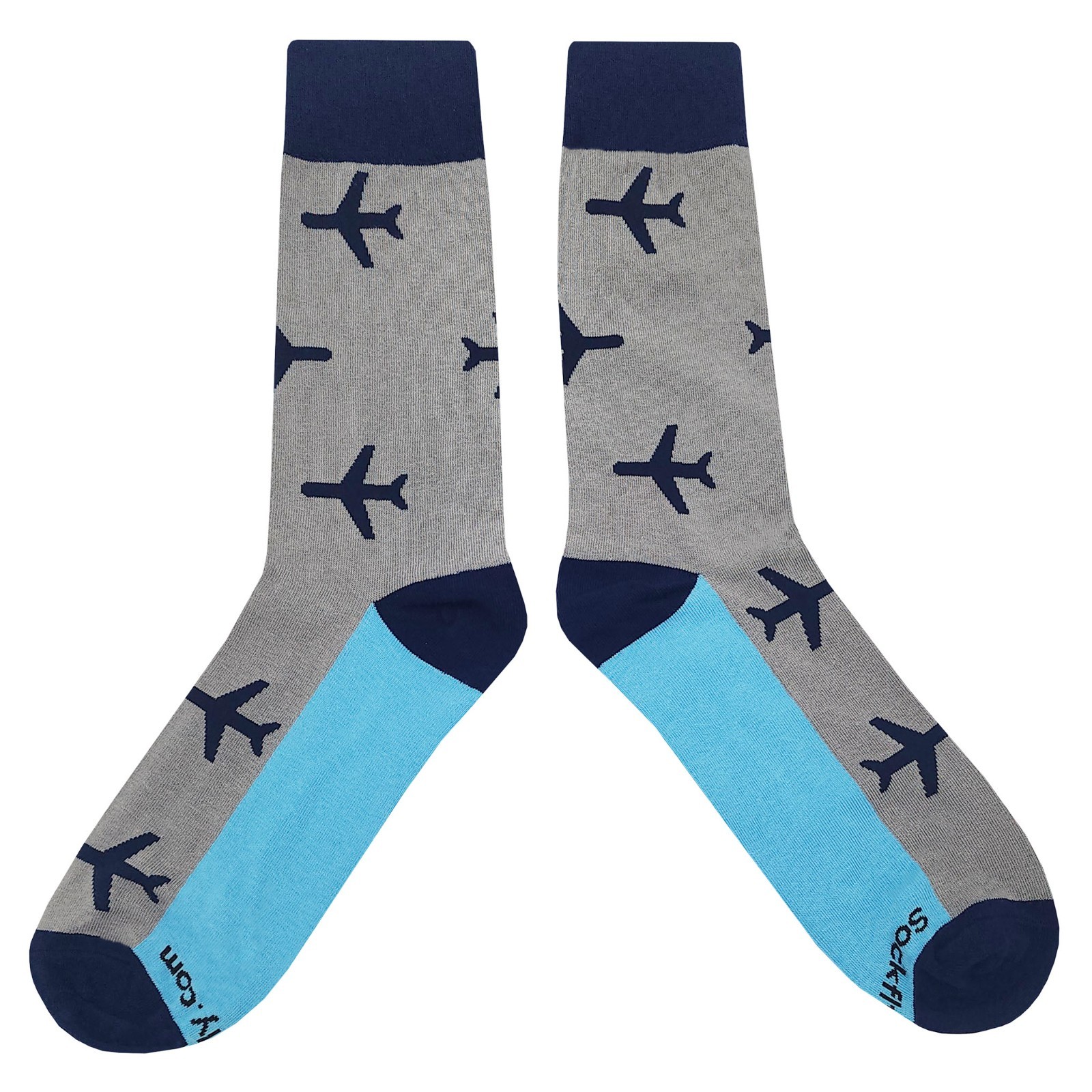 NWT Plane Pilot Dress Socks Novelty Men 8-12 Gray Crazy Fun Sockfly