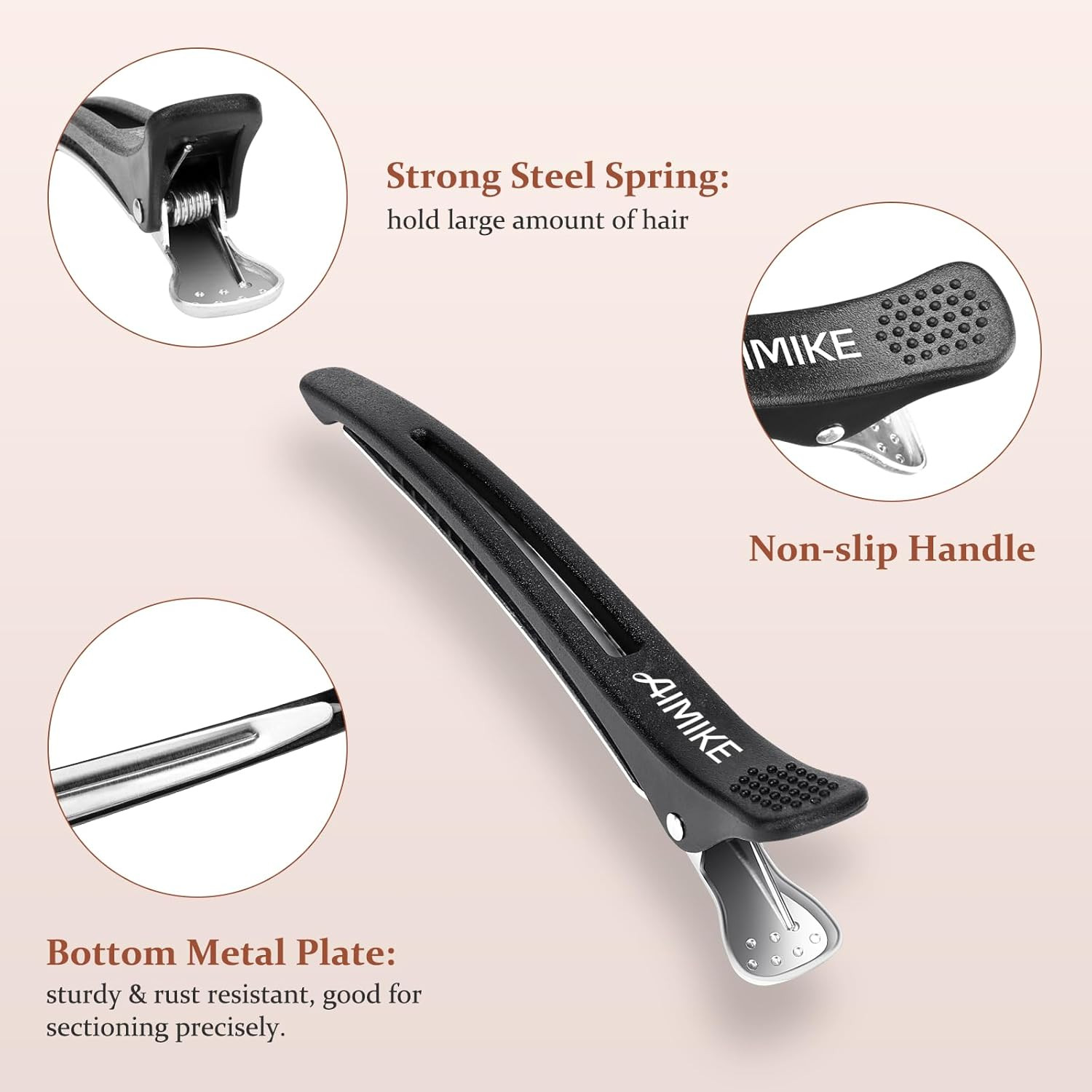 6Pcs Professional Hair Clips for Styling Sectioning, Non Slip No-Trace Duck Bill