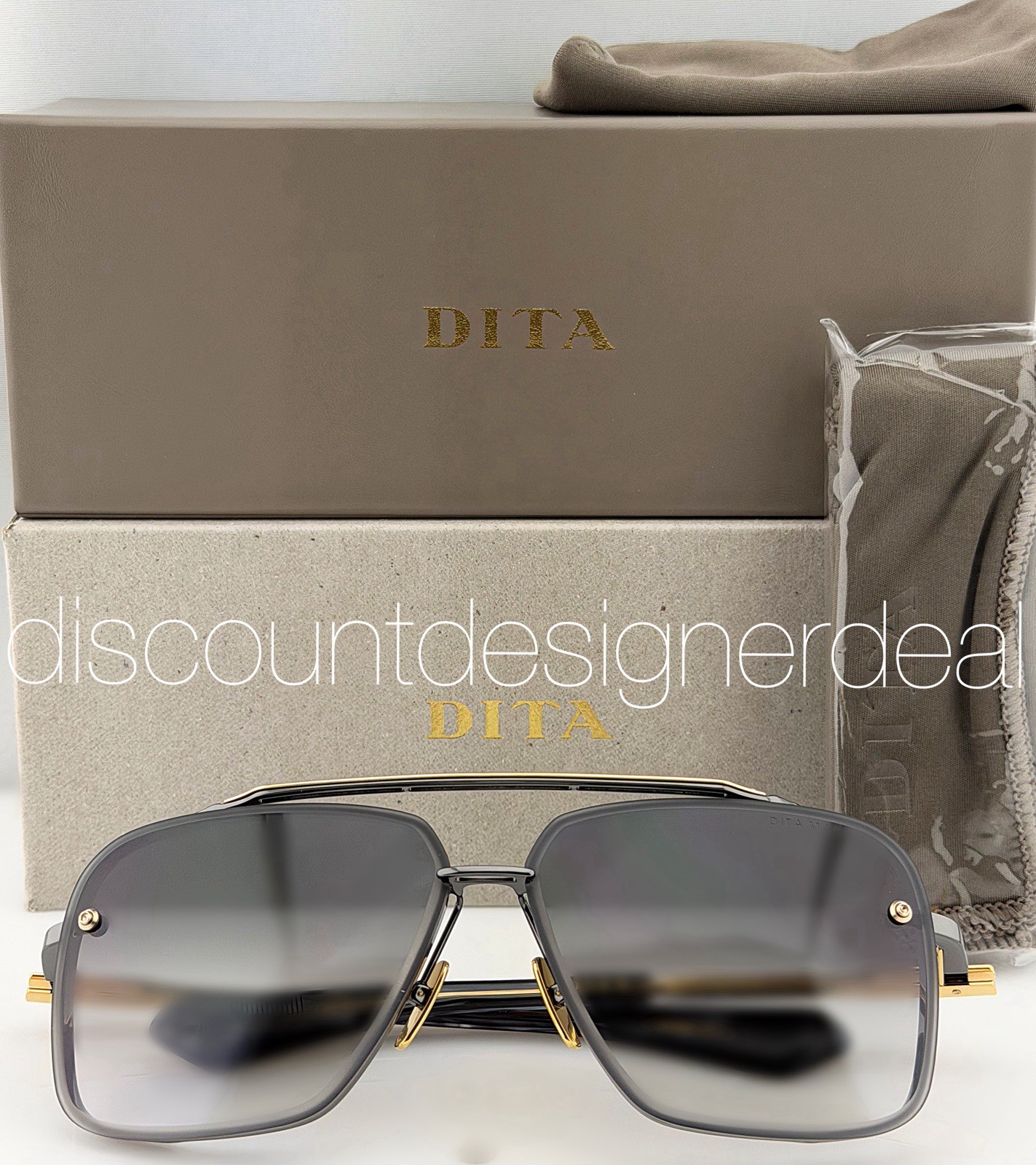 DITA Mach-Six Sunglasses Black Yellow Gold Gray Gradient 62mm NEW DTS121-62-05