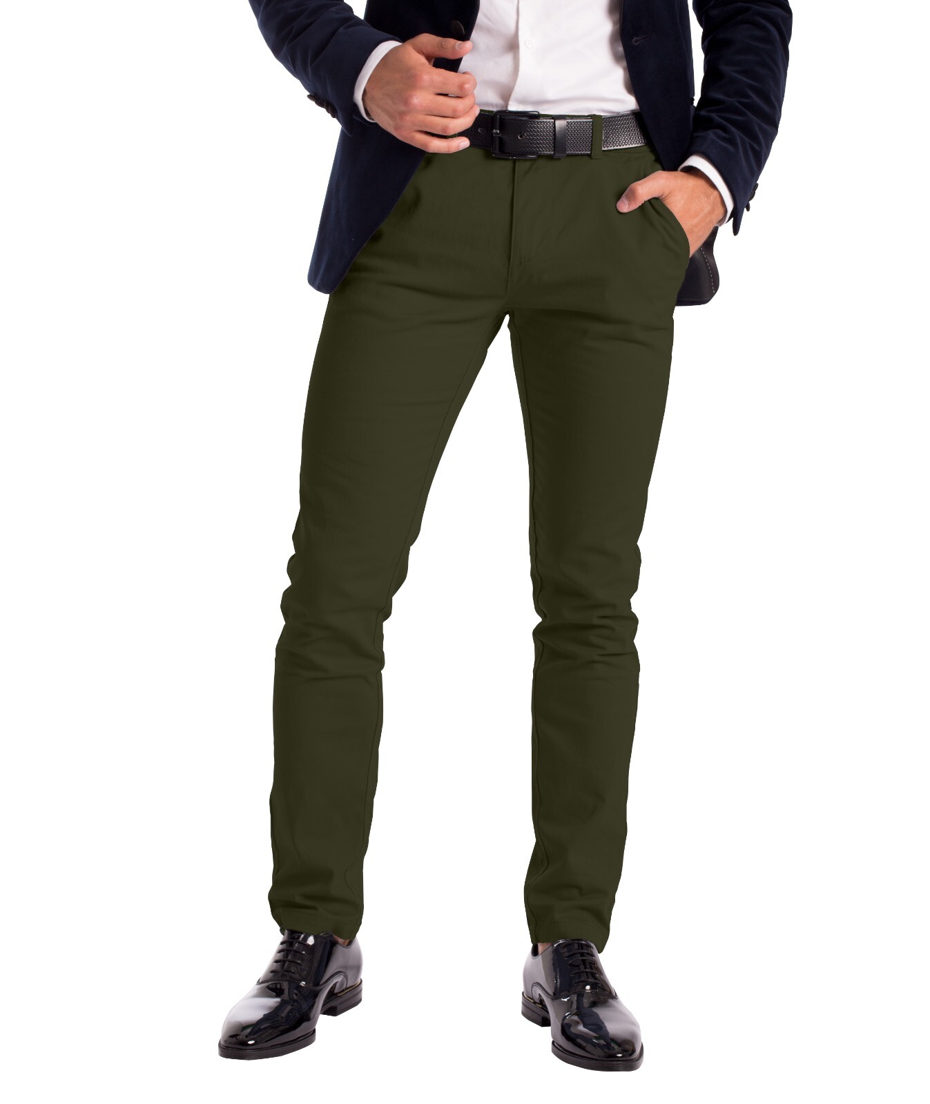 Stretch Chino Slim Fit Mens Relaxed Casual Cotton Dress Skinny Pants Size 30-40