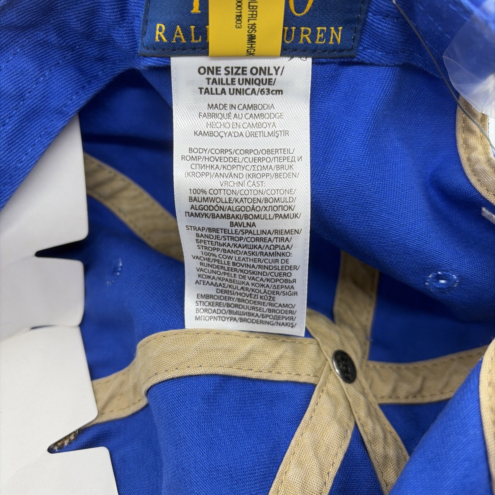 POLO Ralph Lauren Varsity Bear Royal Blue Cap Hat Adjustable Leather Strap NEW