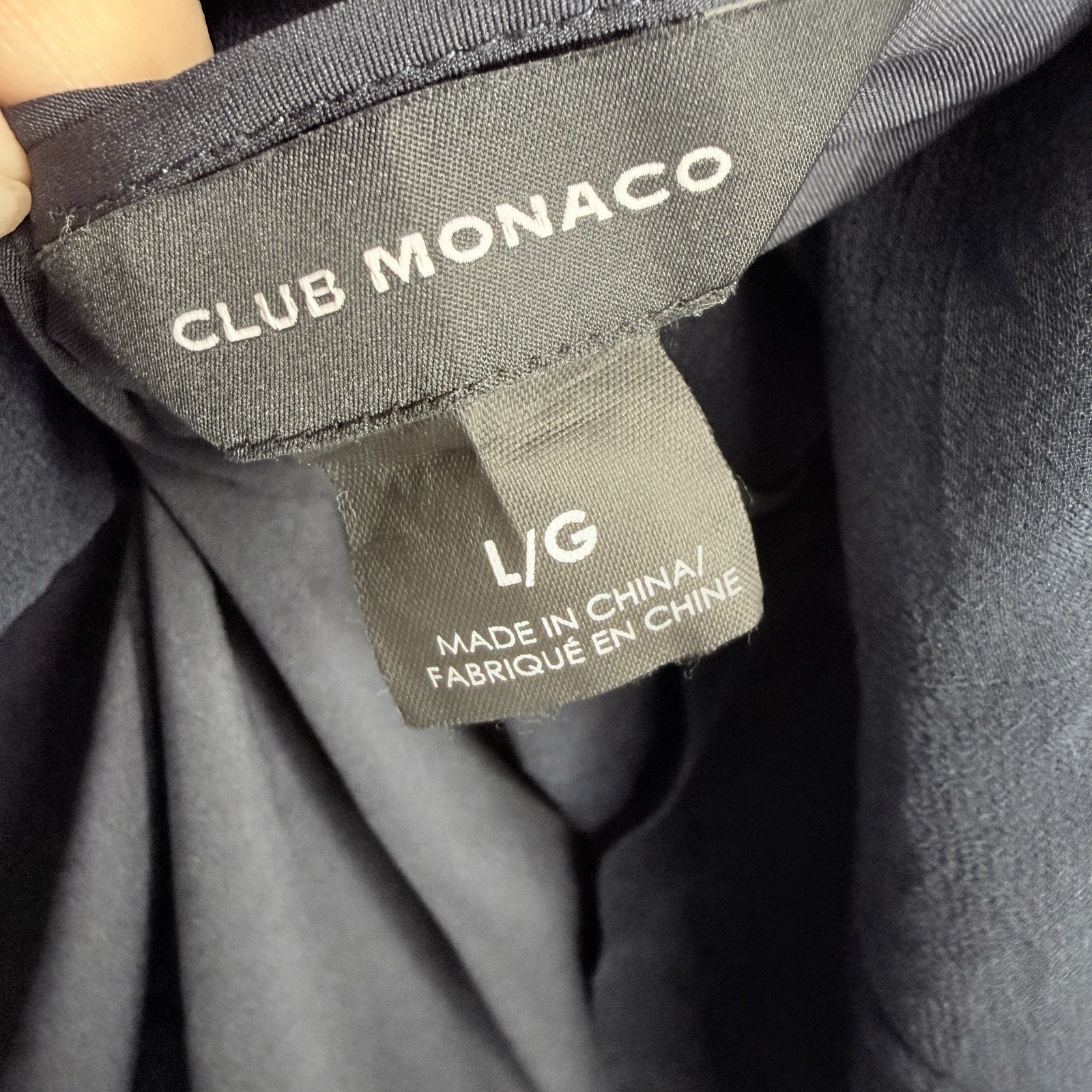 Club Monaco Silk Sheer Blouse Large Navy Pintuck Pleat Ruffle Sleeve Minimalist
