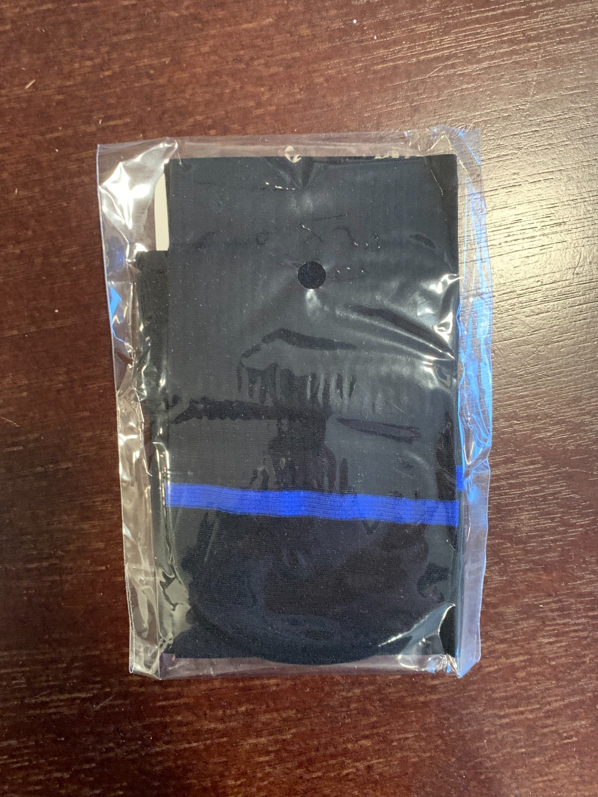 Men’s Ultra-Thin Sheer Socks, Black with Blue Stripe on toes, One Size