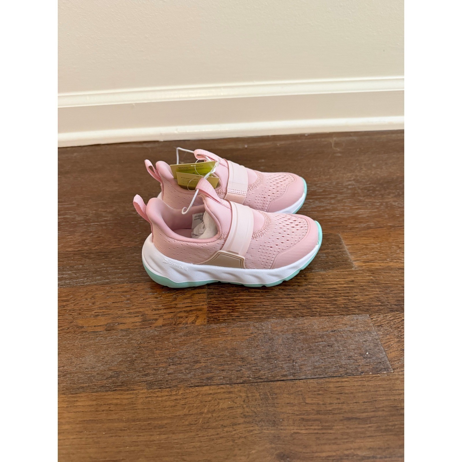 All in Motion Gennie Sneakers Kids Pink Mint Green Slip On Athletic Shoes Size 9