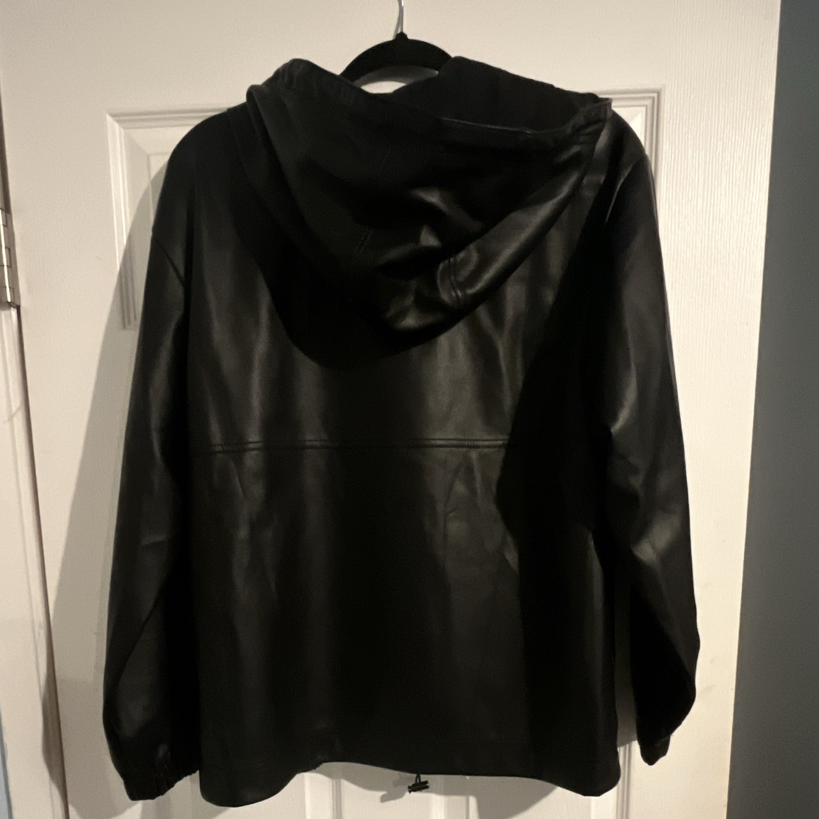 Topshop Women’s Black Hooded Anorak Jacket Zip Drawstring Size 12 NEW