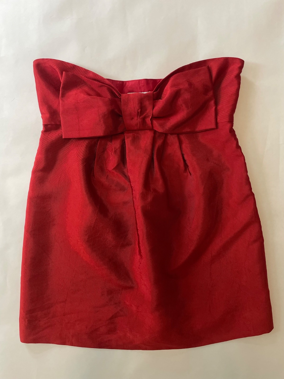 Vintage Moschino Red Bow Strapless Mini Dress, Y2K 90s, Maximalism, Size 10