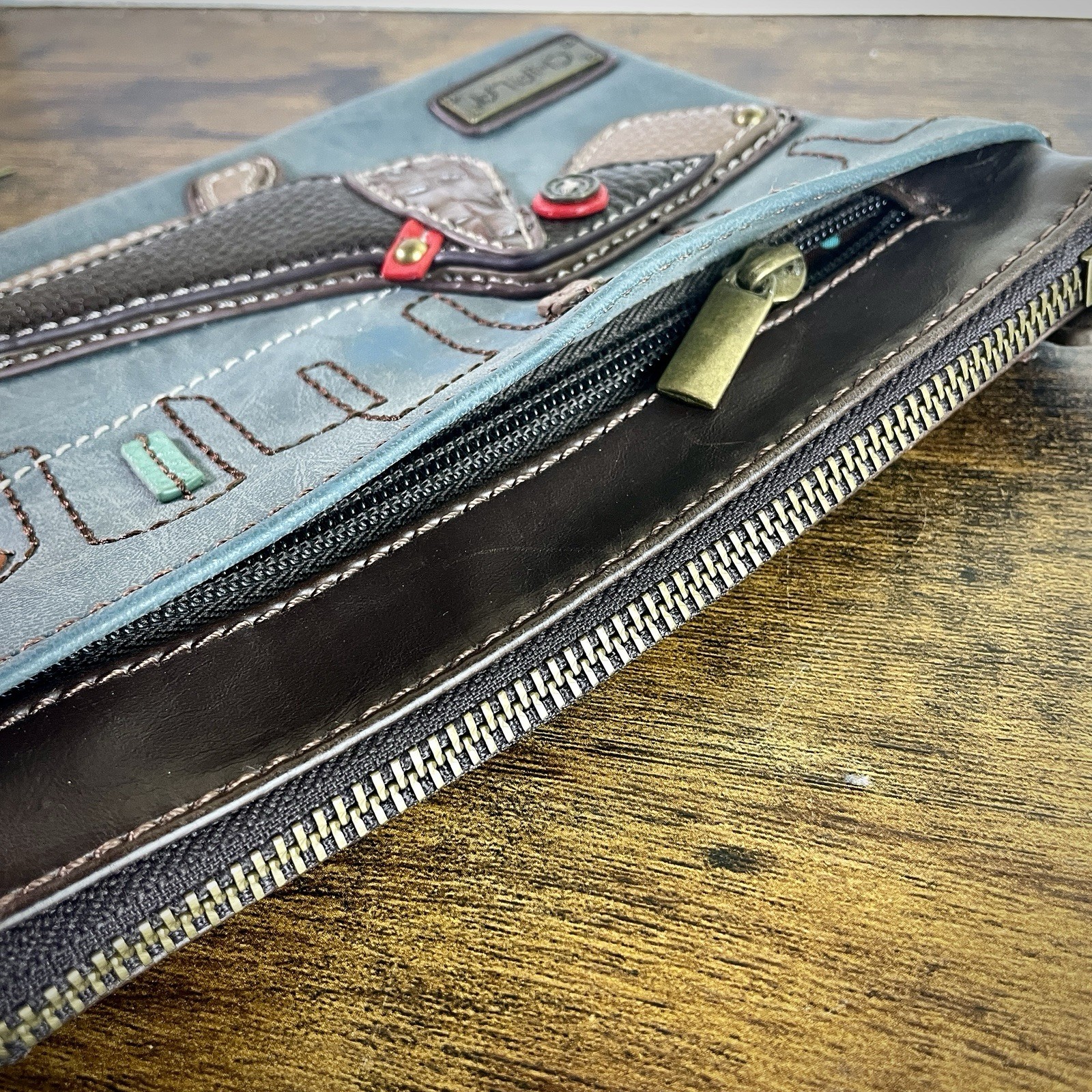 Chala Crossbody Bag Clutch with Dachshund Applique Faux Leather MISSING STRAP