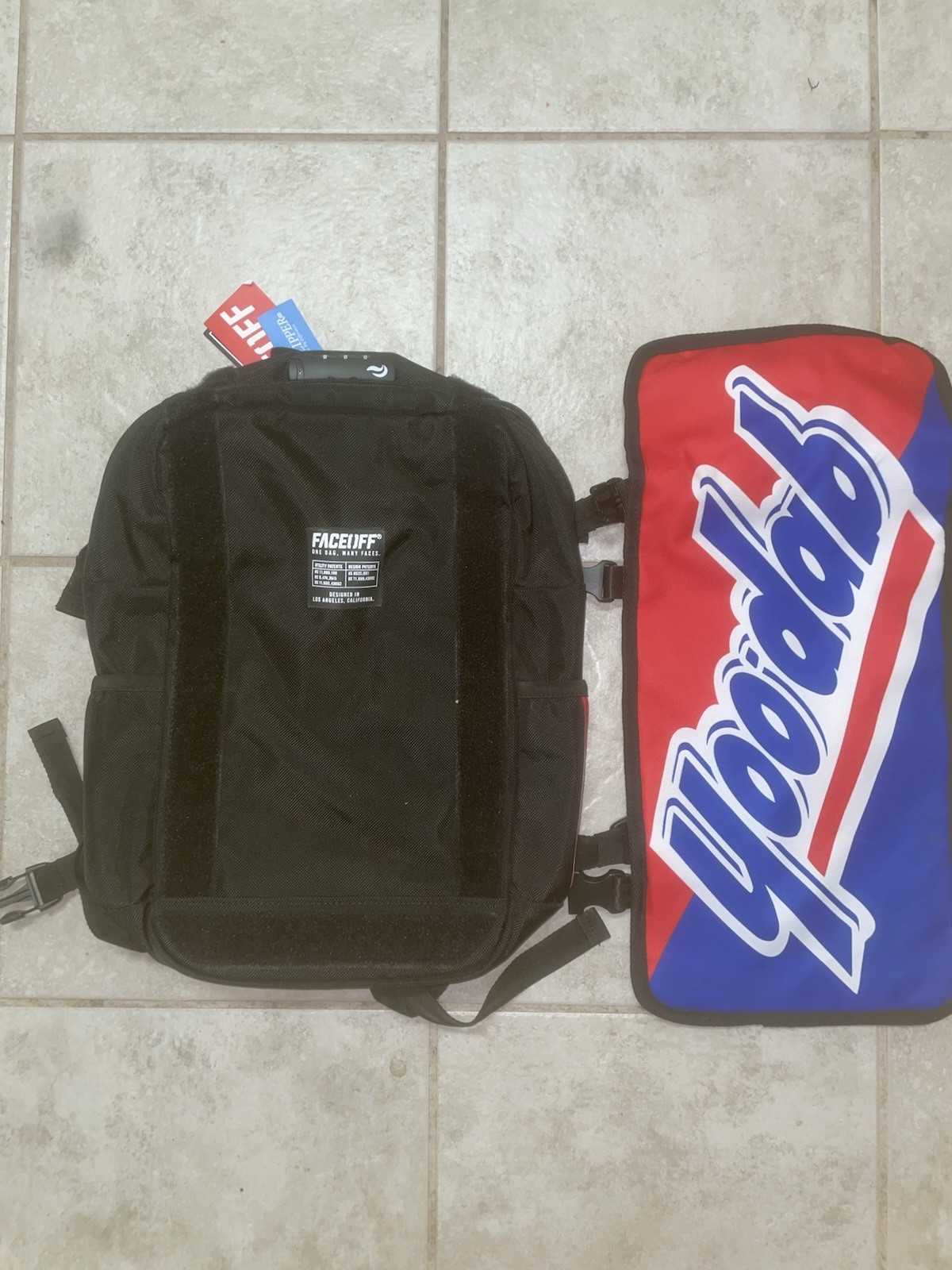 Skunk Bag Yoo Dab Faceoff Backpack Medium Black Red Blue White Locking Security
