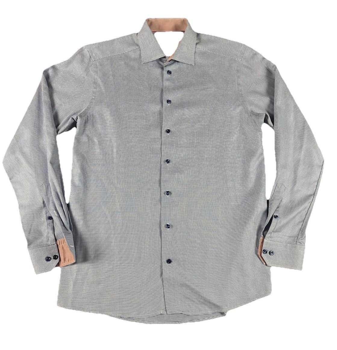 Eton Contemporary Dress Shirt Mens 16.5 42 Blue Red Cuff Houndstooth Career
