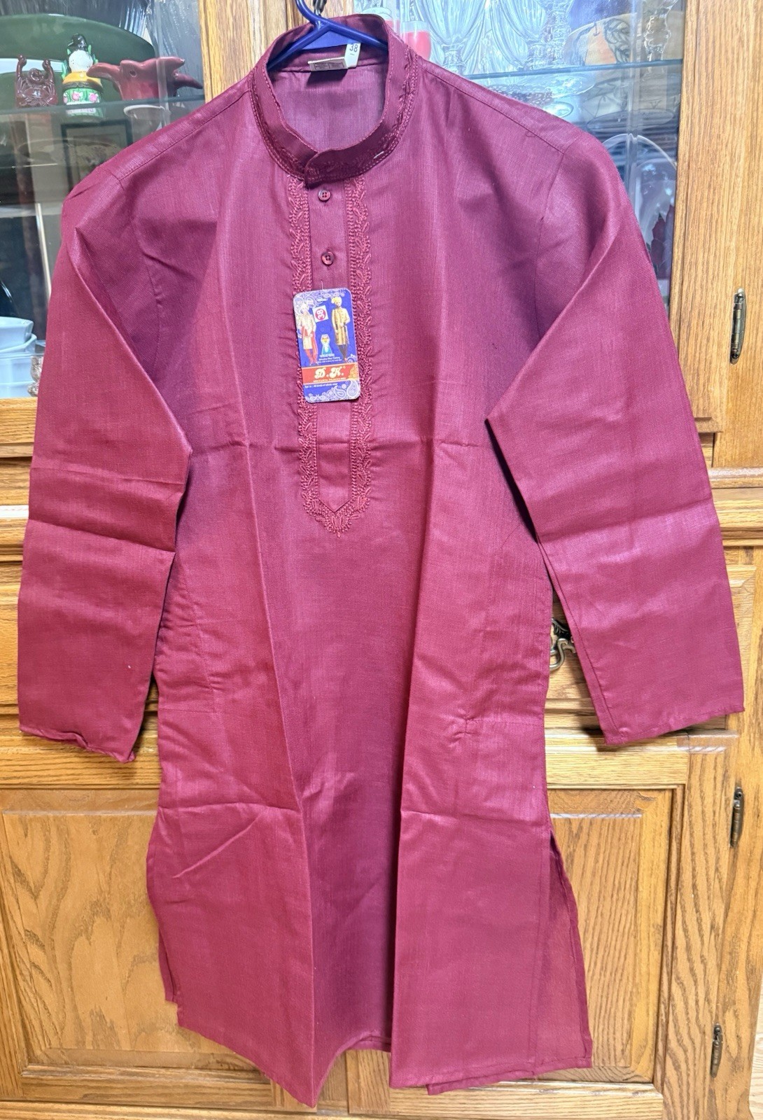 Maroon cotton embroi Haldi NWT Men’s Kurta PAJAMA SET SZ 38 M India-USA seller