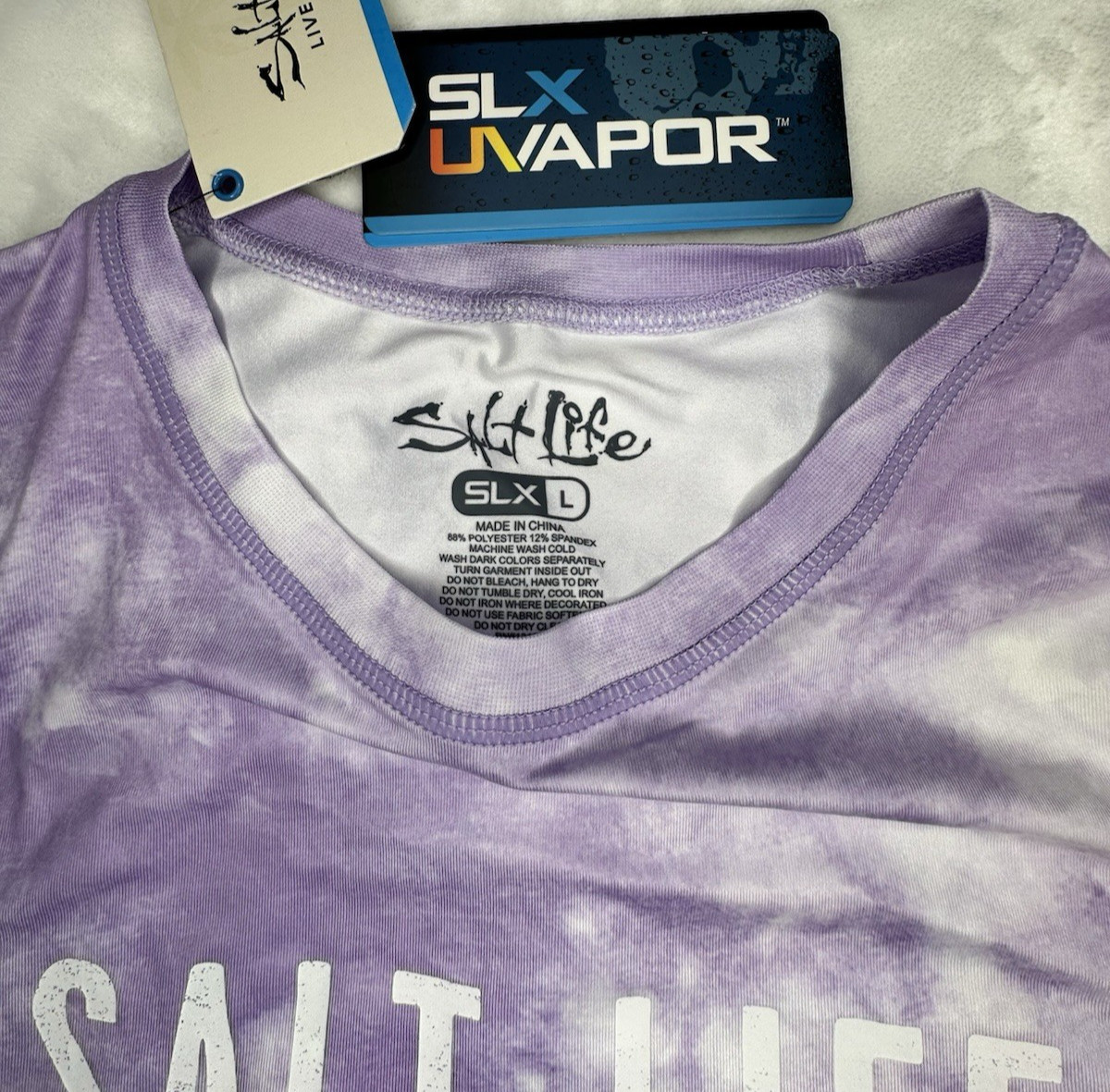 Salt Life SLX Performance Long Sleeve Shirt Womens L Purple Tie Dye NWT