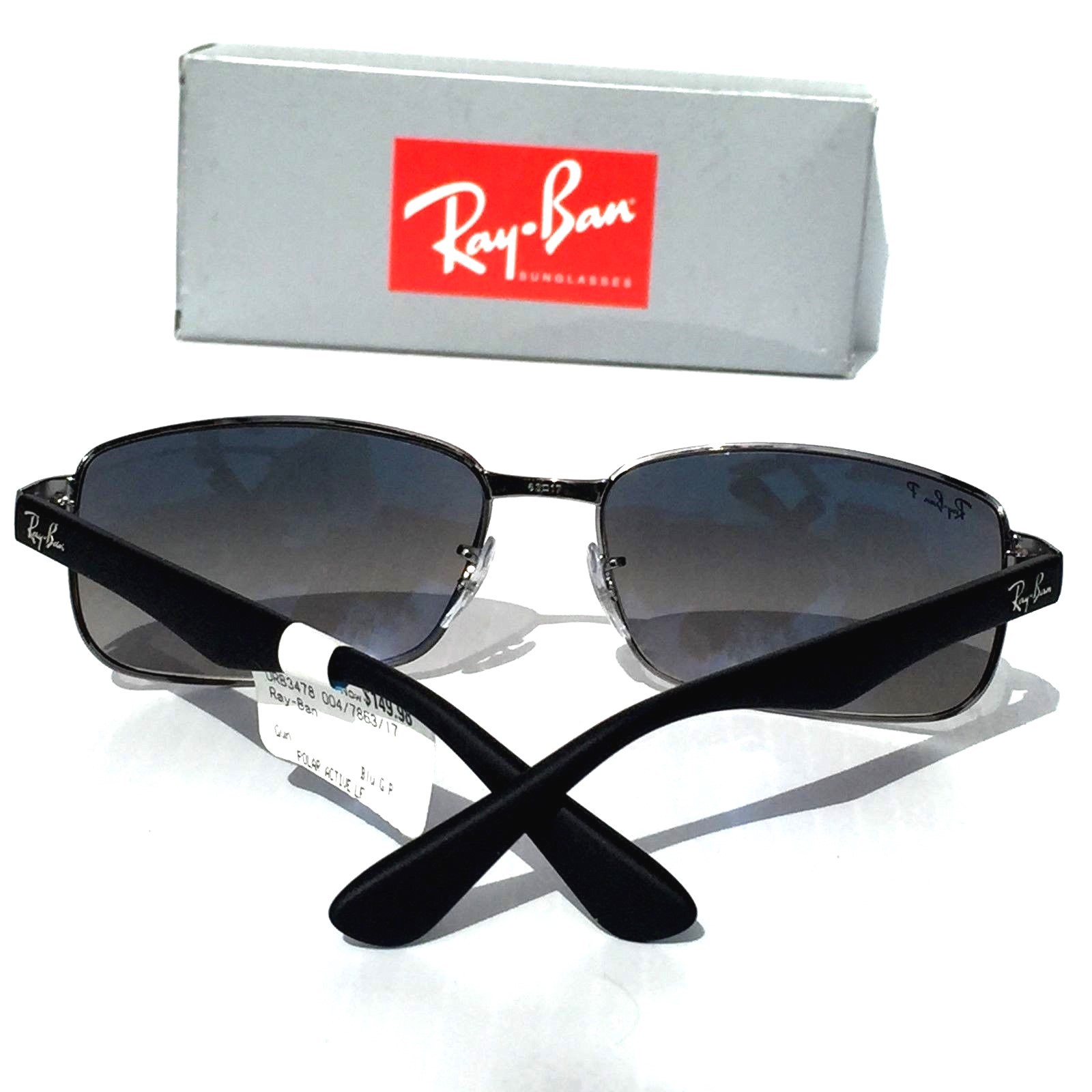 NEW* Ray Ban Gunmetal & Black w POLARIZED Grey Blue Lens Sunglass RB 3478 004