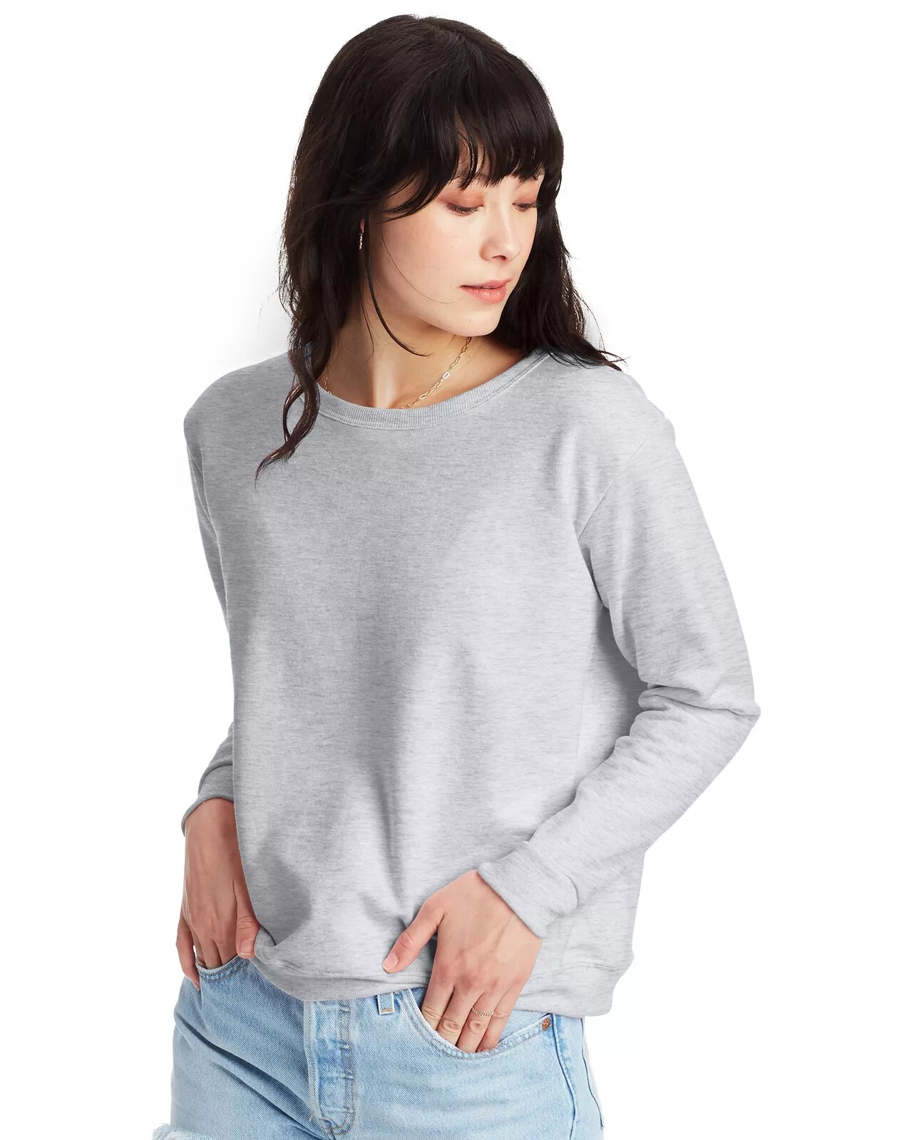 Hanes Women’s Sweatshirt Crew Neck EcoSmart Recycled Cotton-Blend Fleece S-2XL