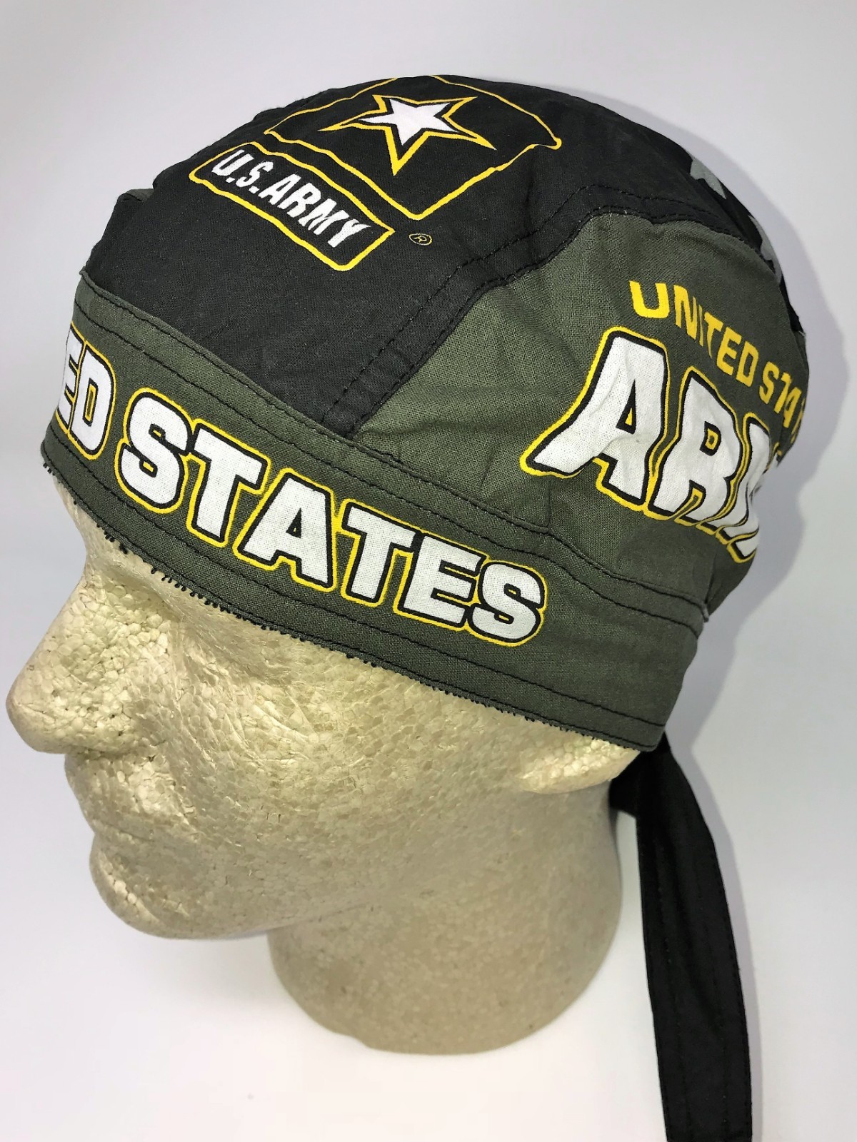 US Army Military Doo Rag Head Wrap Skull Cap Durag Sweatband Combat Stars Black