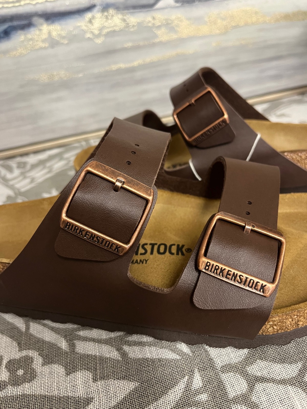 Birkenstock Arizona BS Leather Sandals Dark Brown EU Size 38