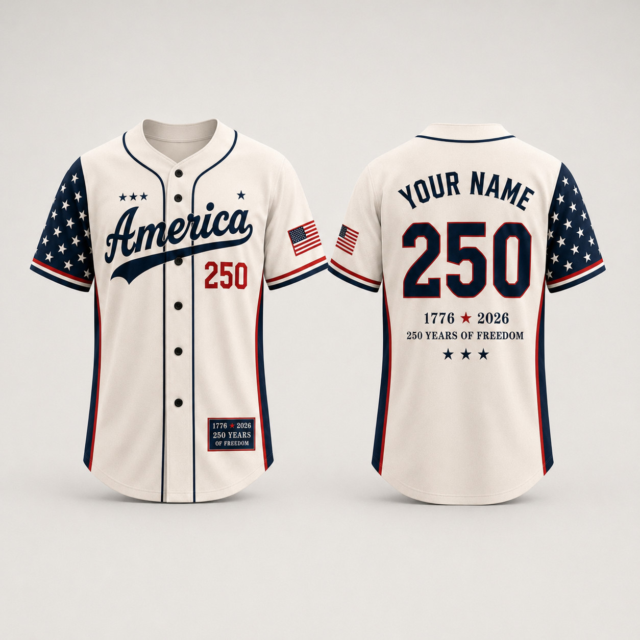 America 250 Baseball Jersey 250 Years Of Freedom 1776-2026 Patriotic USA Jersey