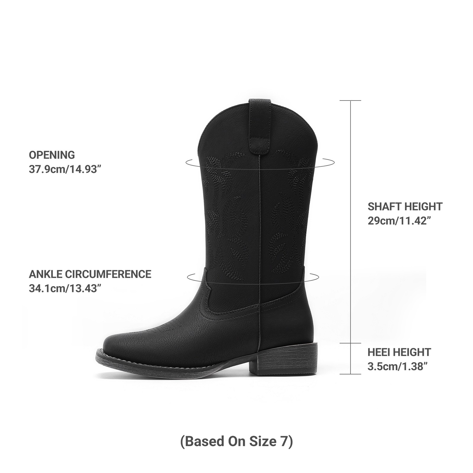 Cowboy Cowgirl Boots for Women Wide Square Toe Western Mid Calf Boots