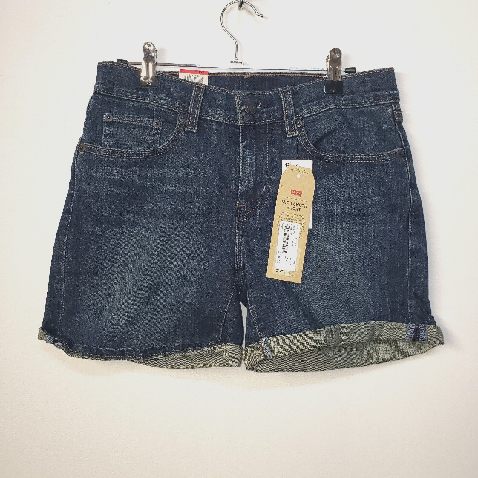 NEW Levi Strauss Jeans Shorts Jorts Womens 27 Mid Rise Mid Length Slim Hip $40