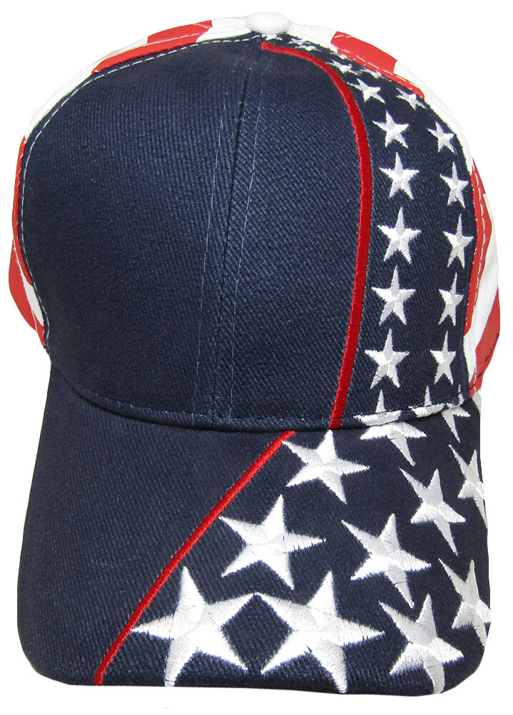 USA Embroidered Stars & Stripes 100% Cotton Embroidered Hat Cap