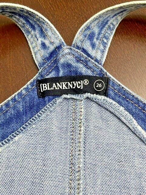 BLANK BYC Denim Jean Acid Wash Overalls MINI Skirt Y2K Jumper Overall SZ 26 S M