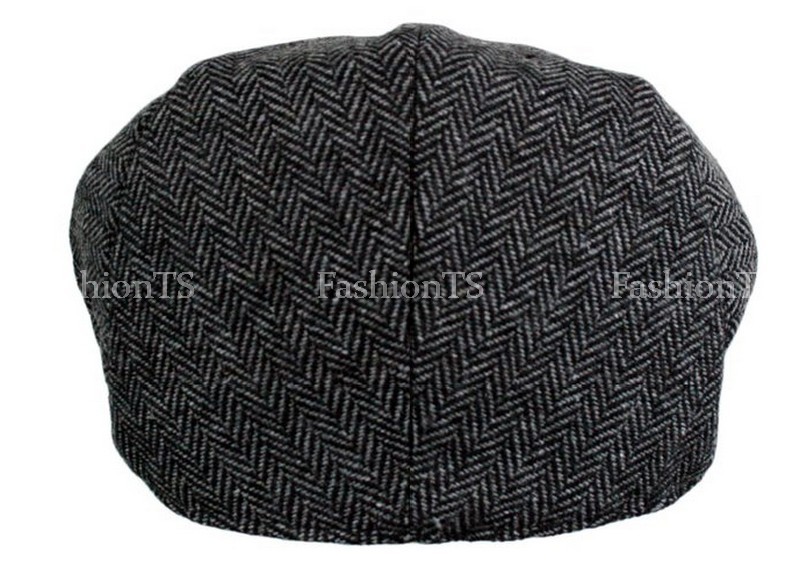 Men’s Herringbone Wool Blend Tweed Newsboy Ivy Gatsby Cabbie Driving Golf Hat